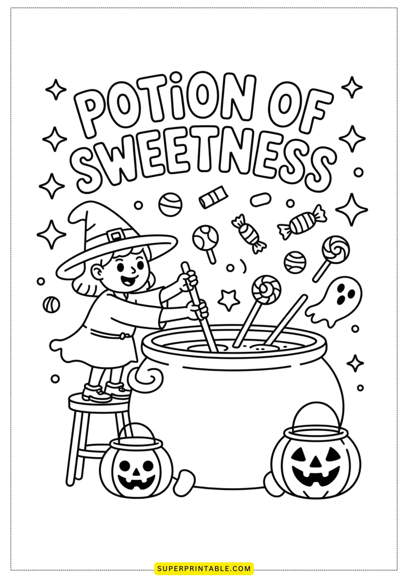 Magical Witches & Cauldrons Coloring Pages 6