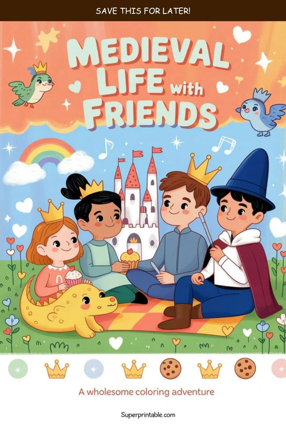 Medieval Life With Friends Coloring Book Pinterest Image