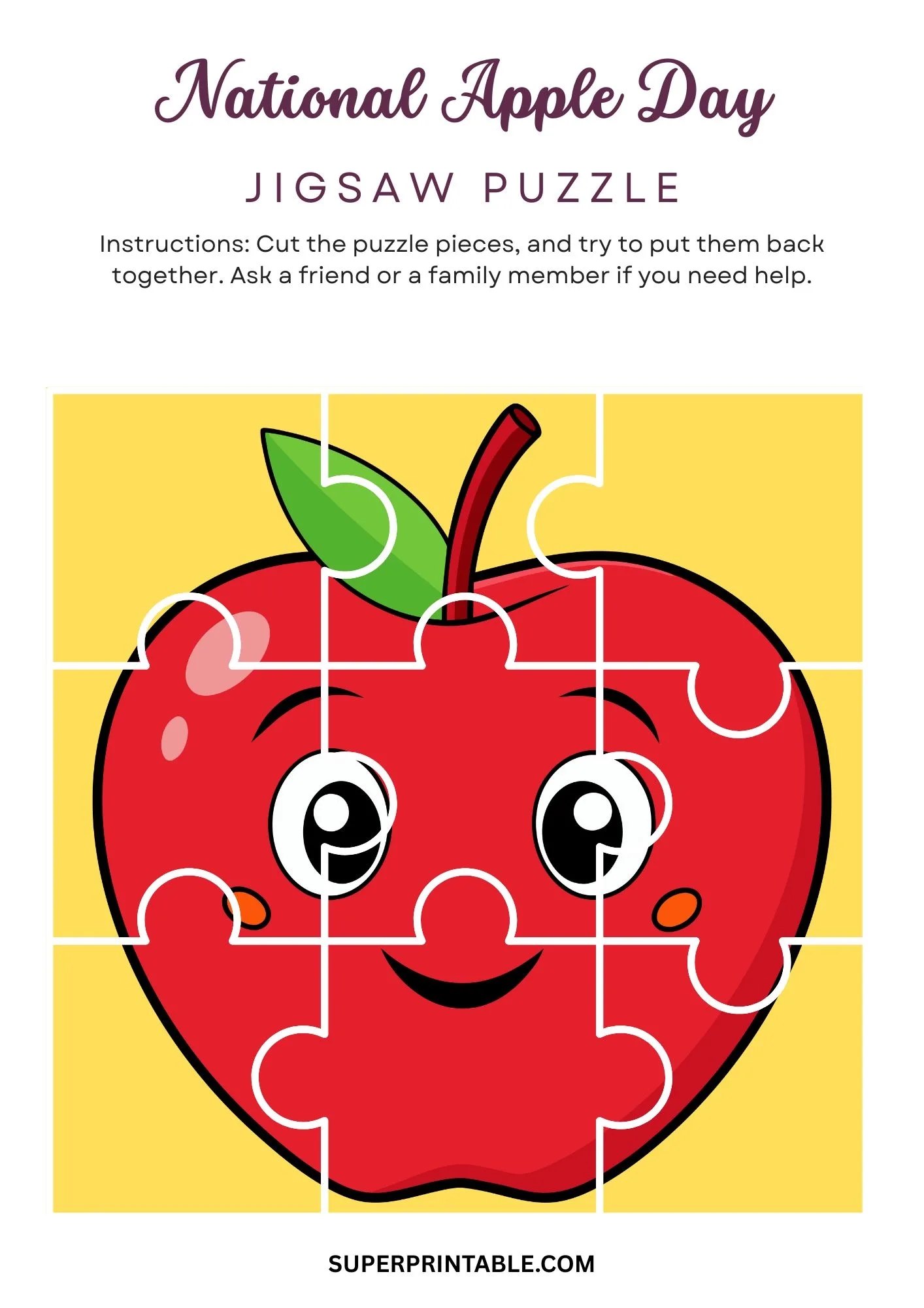 National Apple Day Jigsaw Puzzle Activity 1