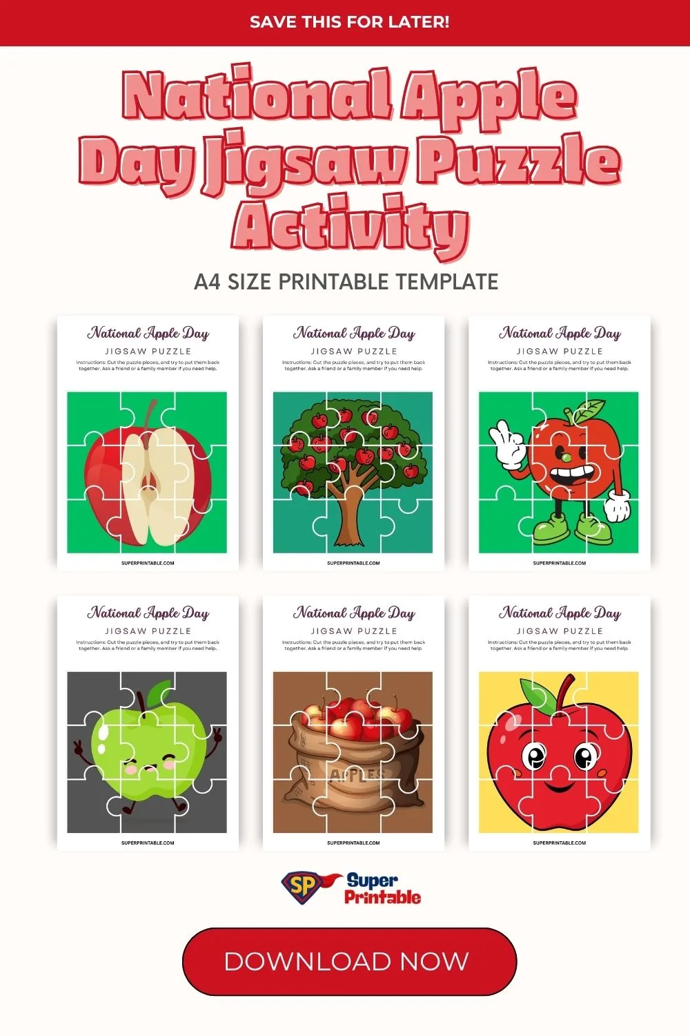 National Apple Day Jigsaw Puzzle Activity Pinterest Image