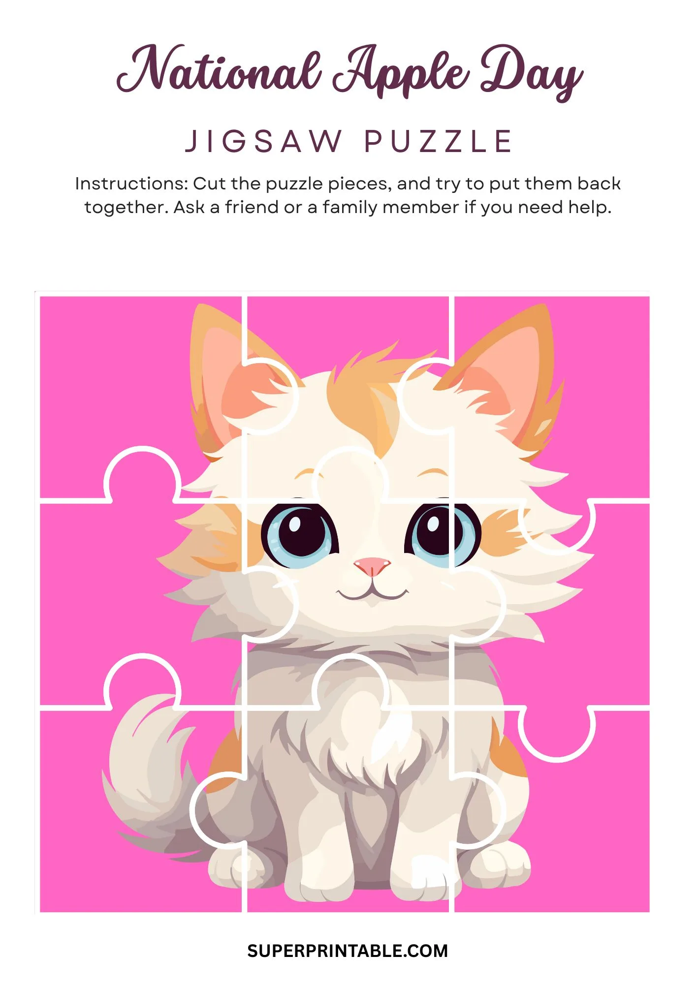 National Cat Day Jigsaw Puzzle Activity 1