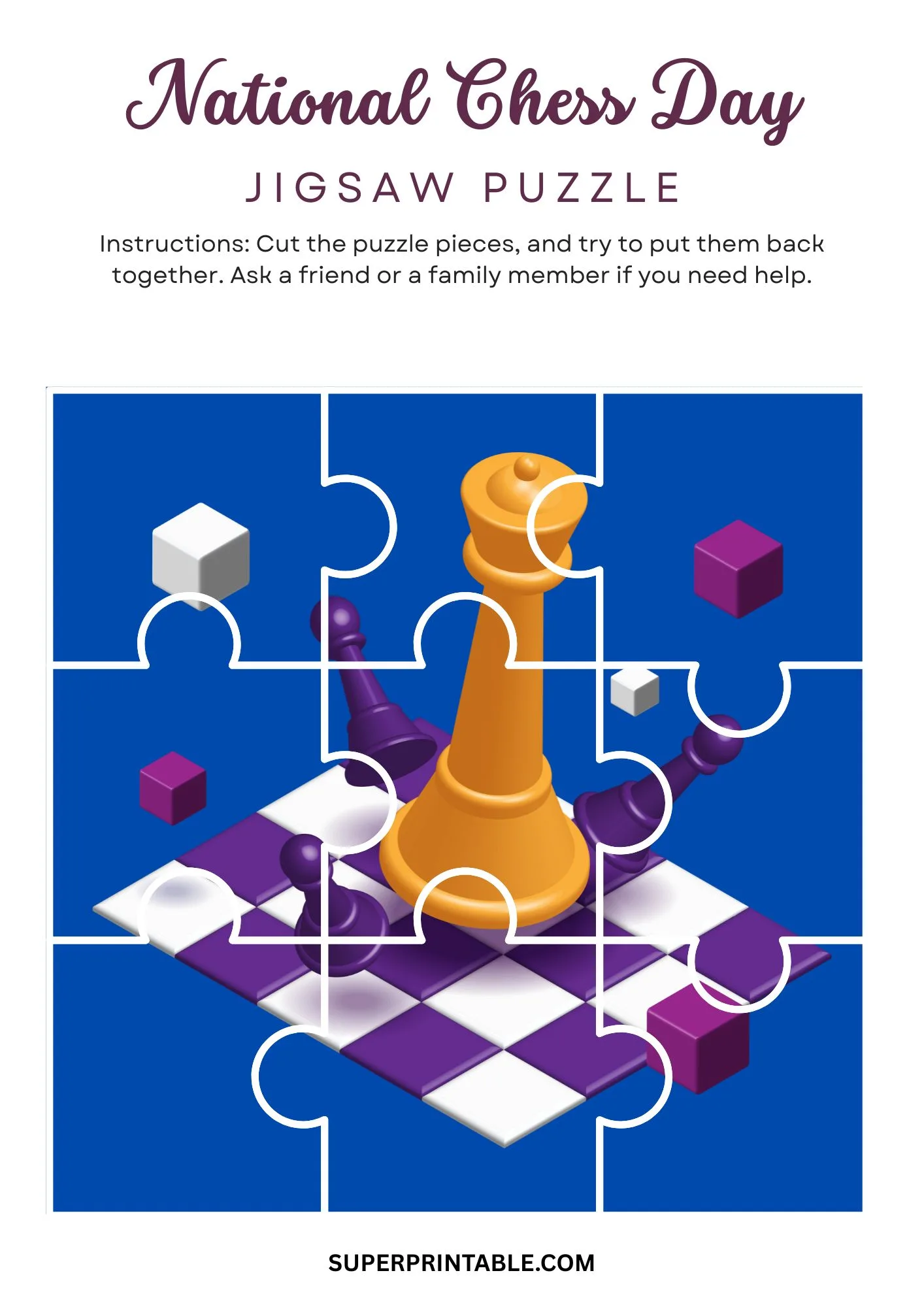 National Chess Day Jigsaw Puzzle Activity 1