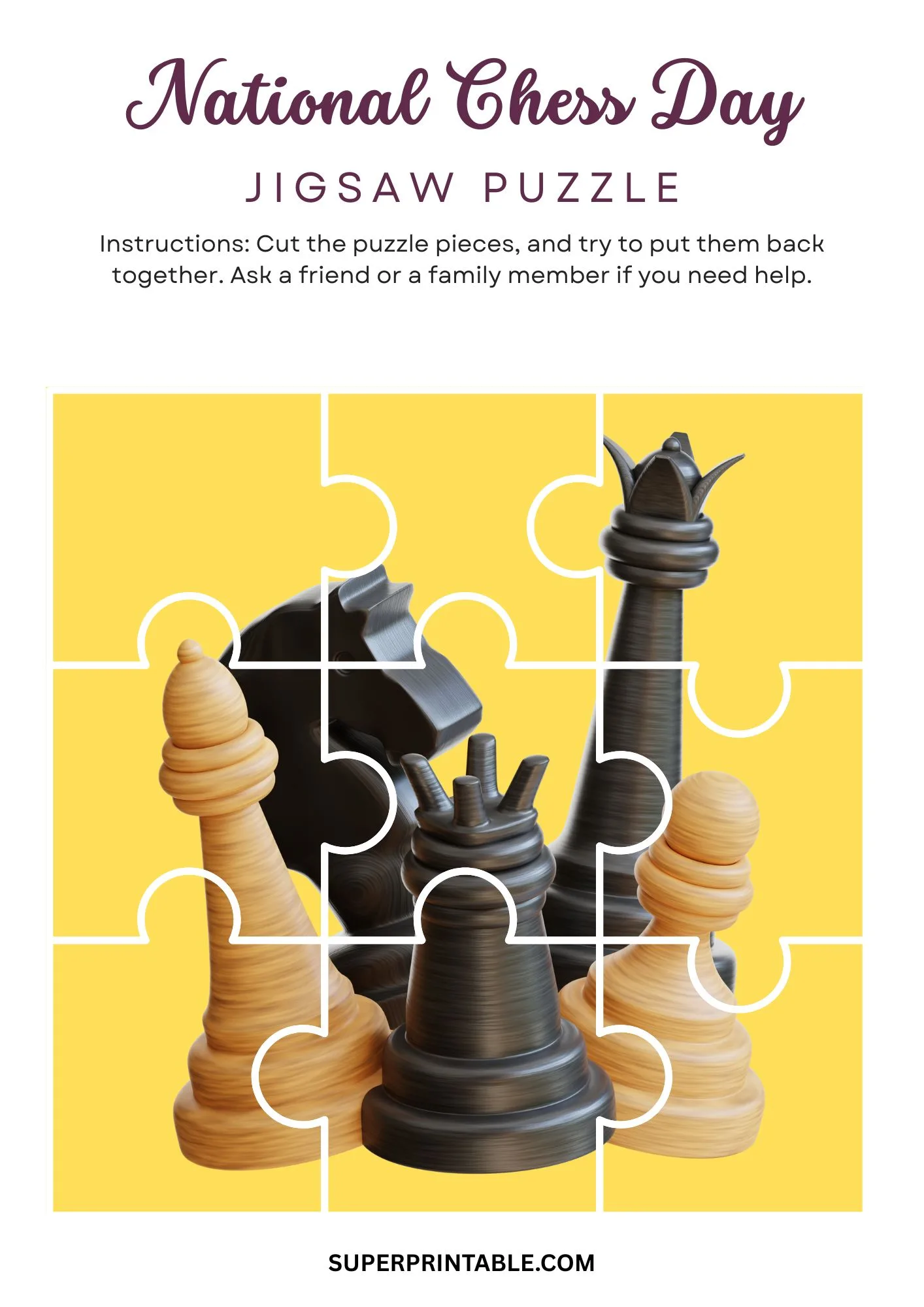 National Chess Day Jigsaw Puzzle Activity 2
