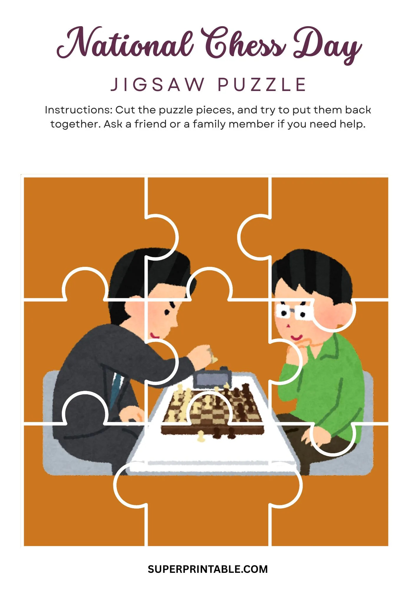 National Chess Day Jigsaw Puzzle Activity 3