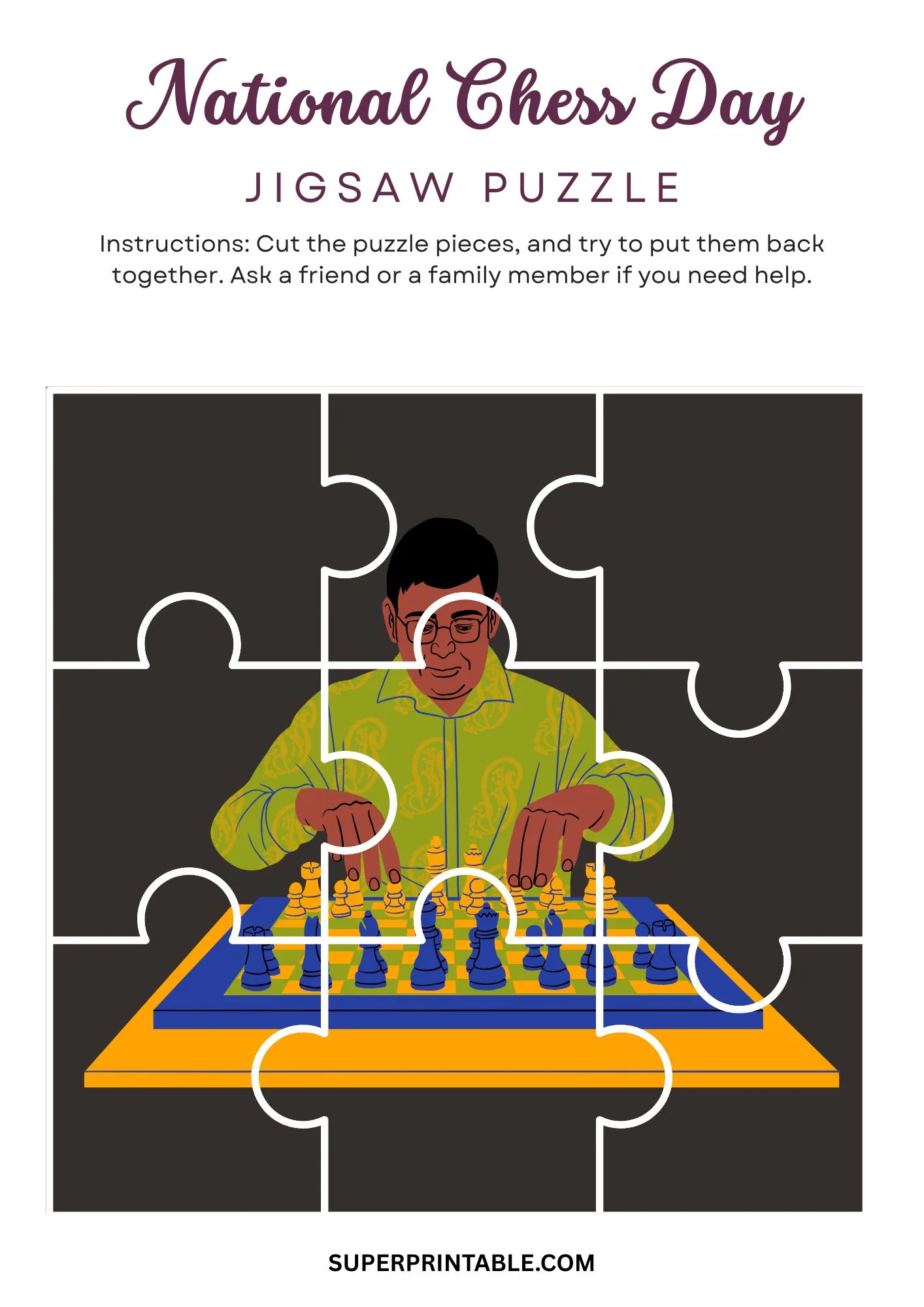National Chess Day Jigsaw Puzzle Activity 4