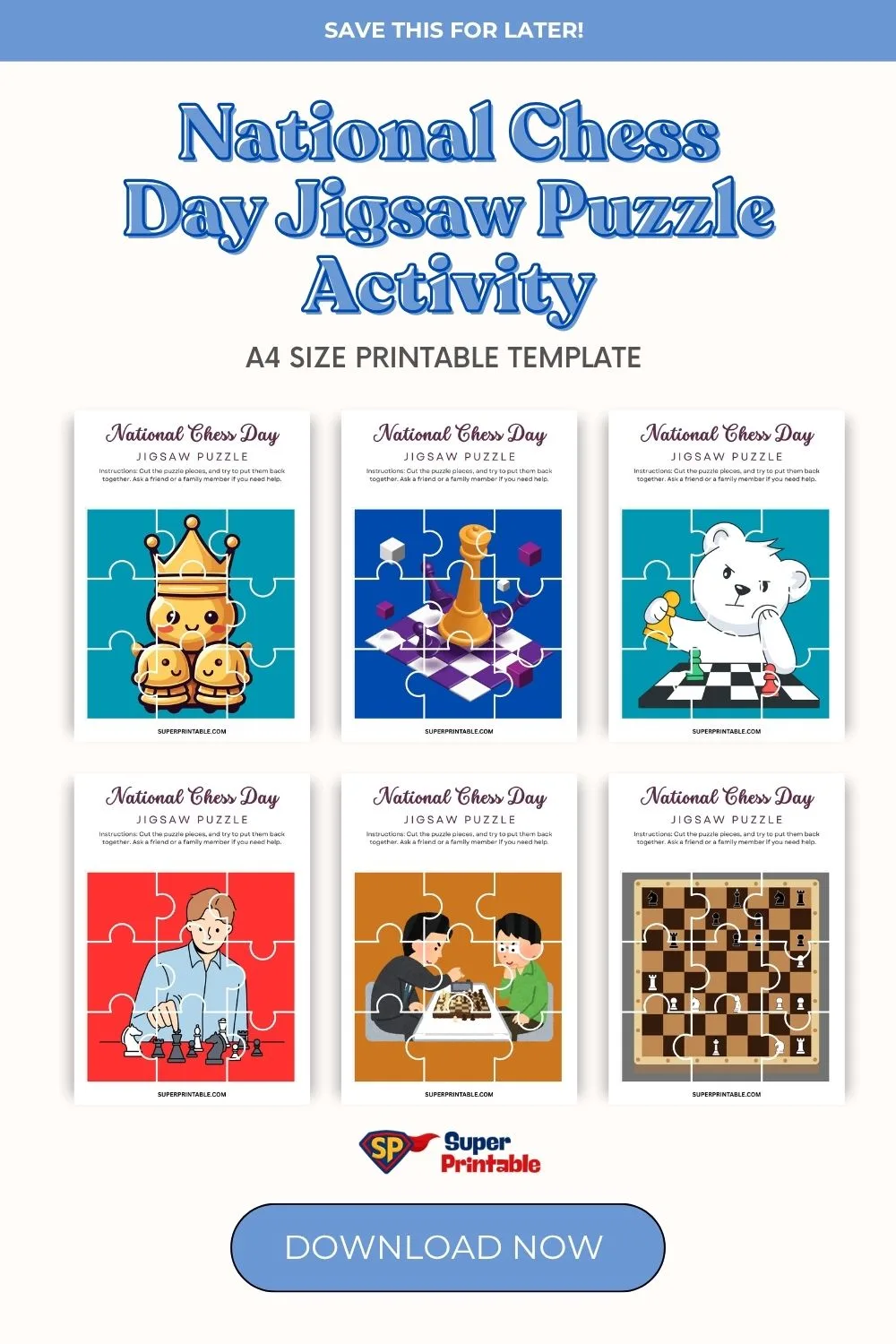National Chess Day Jigsaw Puzzle Activity Pinterest Image