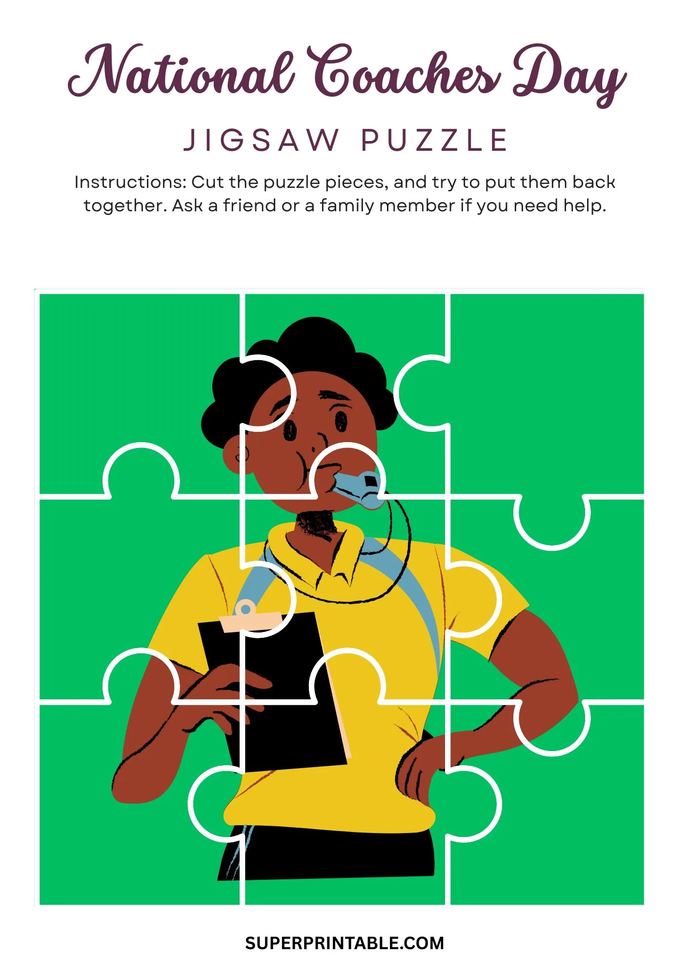 National Coaches Day Jigsaw Puzzle Activity 1