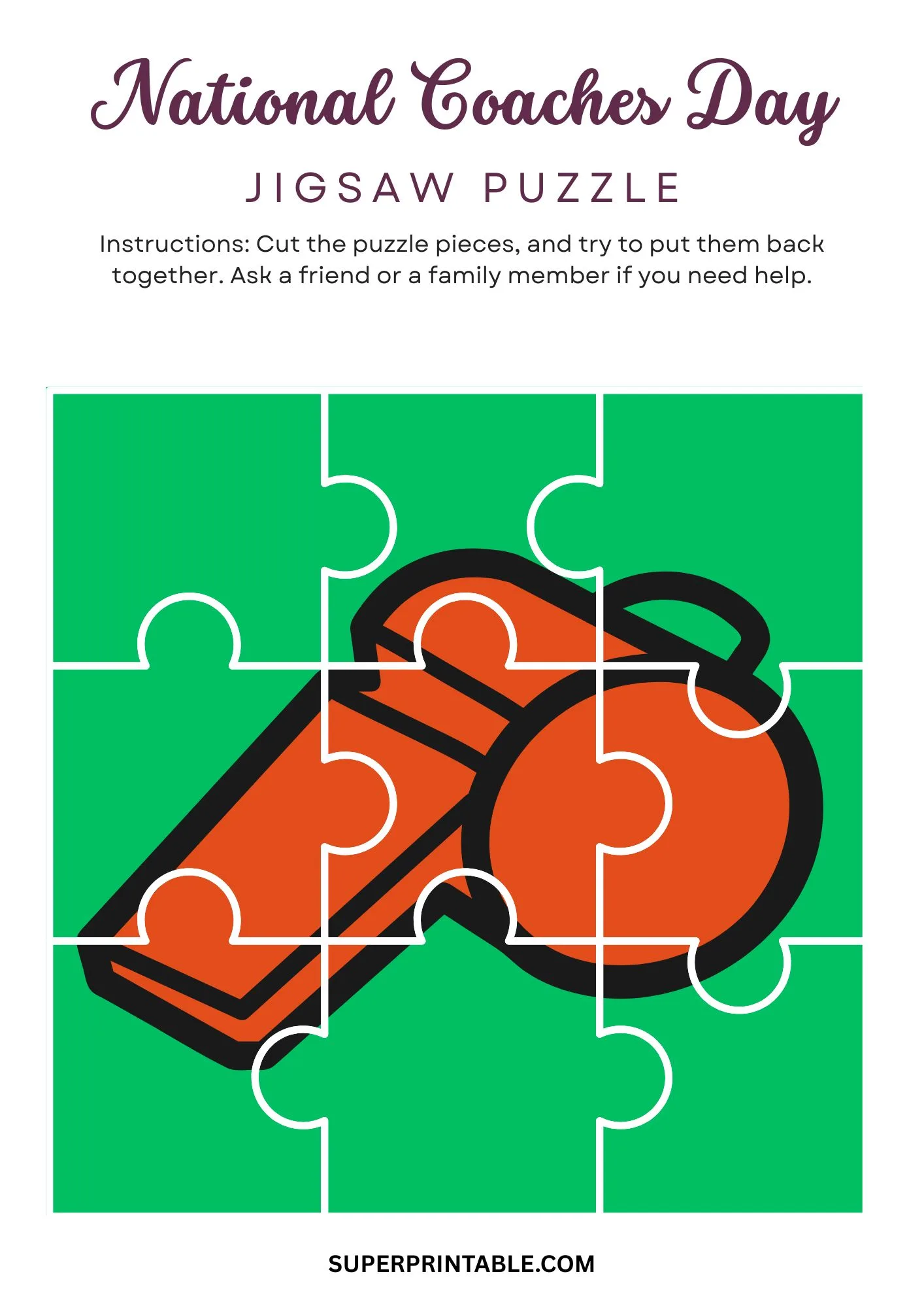 National Coaches Day Jigsaw Puzzle Activity 4