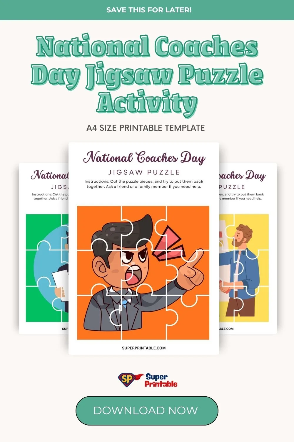 National Coaches Day Jigsaw Puzzle Activity Pinterest Image