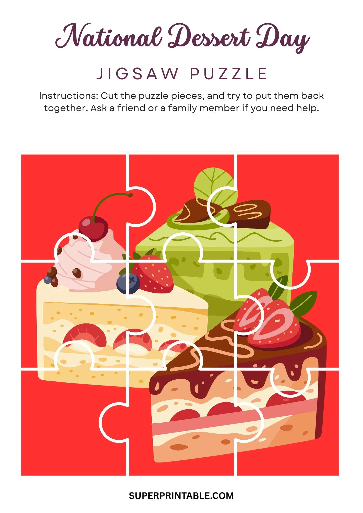 National Dessert Day Jigsaw Puzzle Activity 1