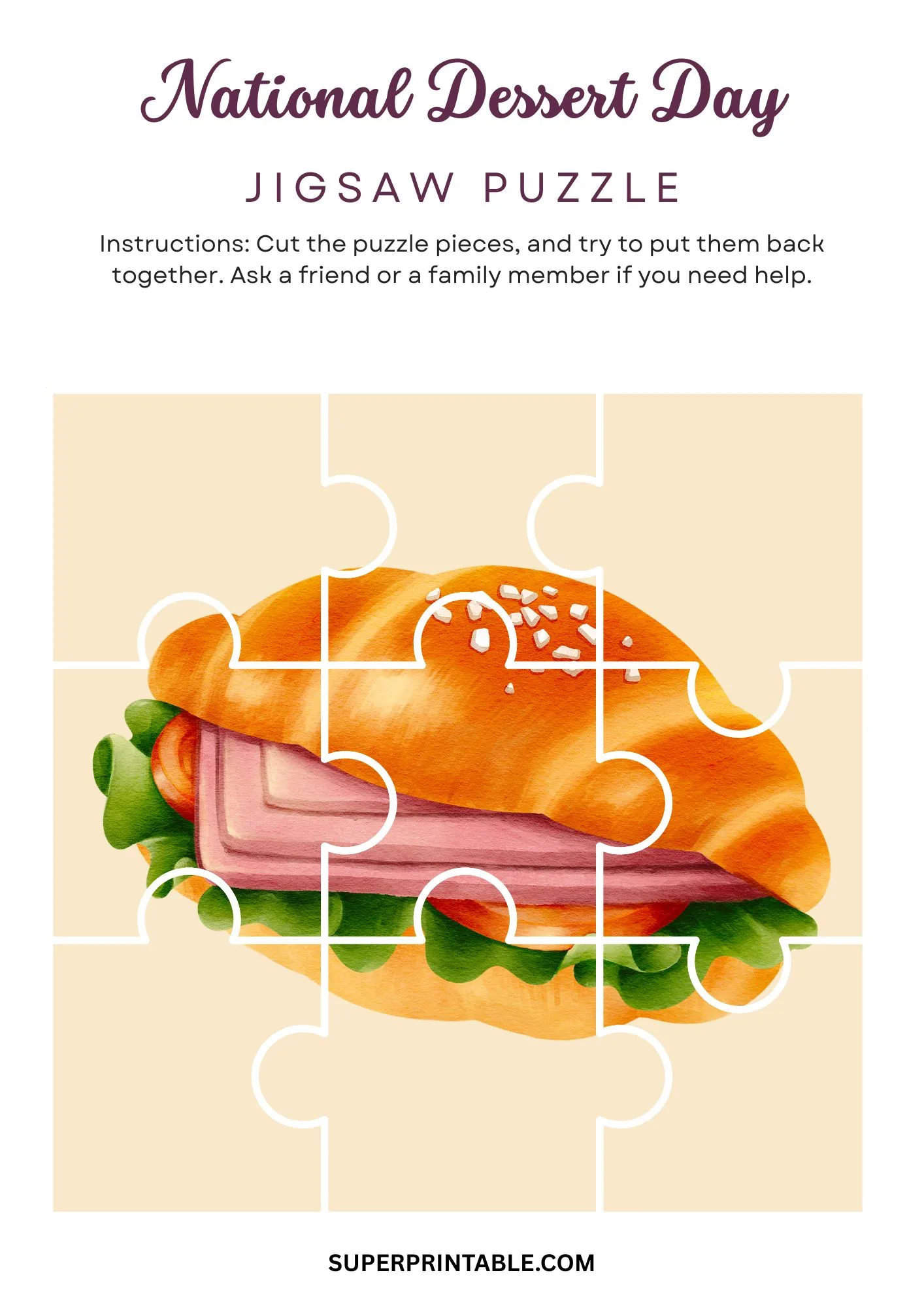 National Dessert Day Jigsaw Puzzle Activity 2