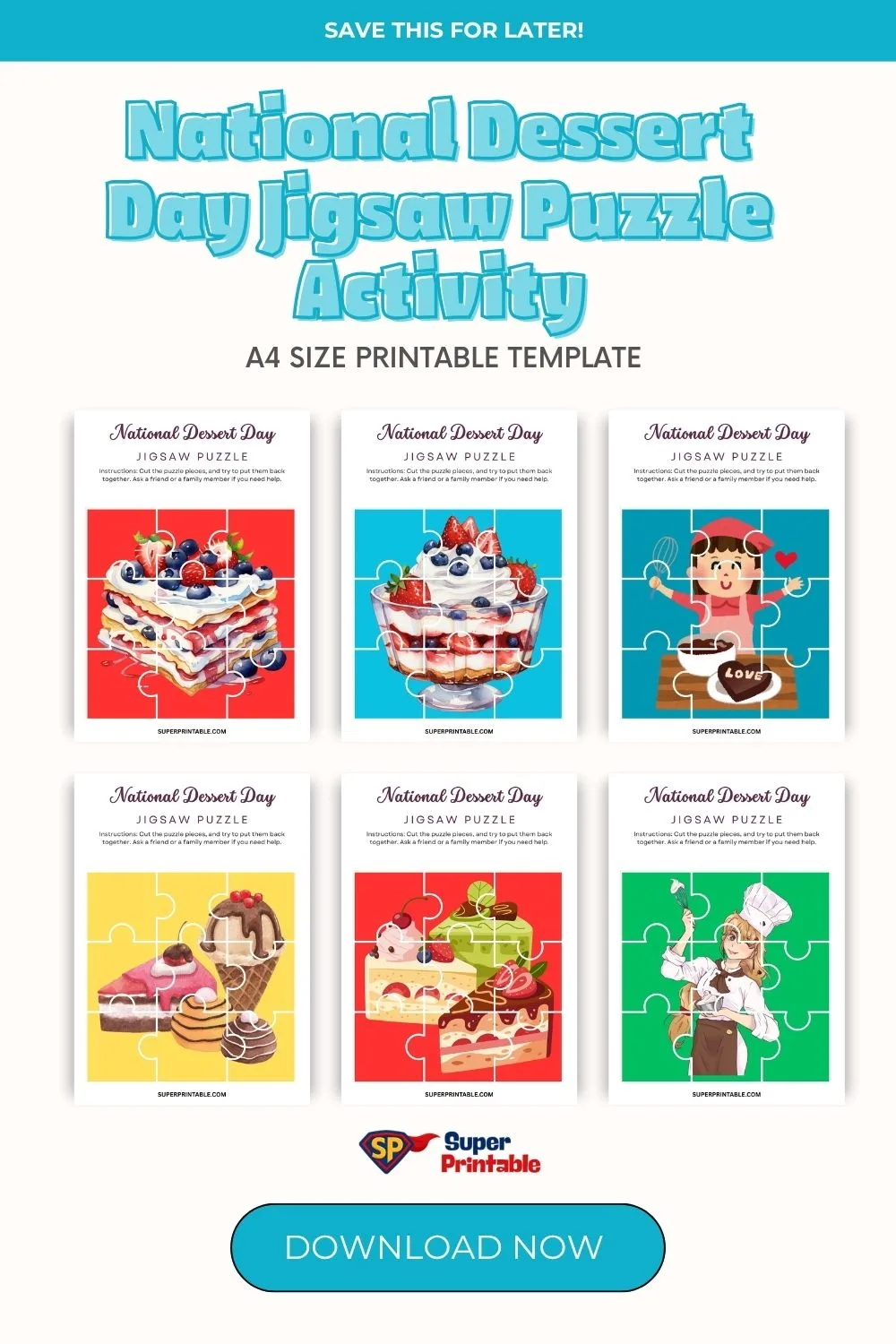 National Dessert Day Jigsaw Puzzle Activity Pinterest Image
