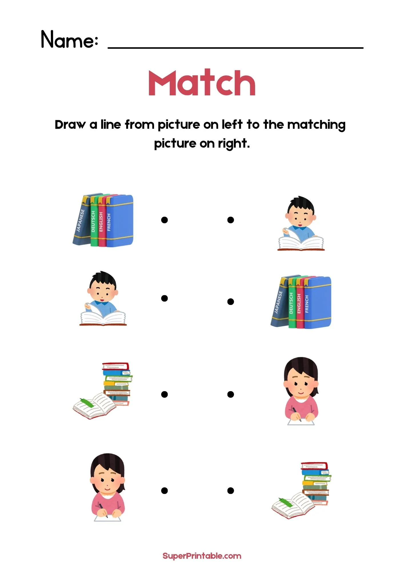 National Dictionary Day Illustrative Matching Worksheet 3