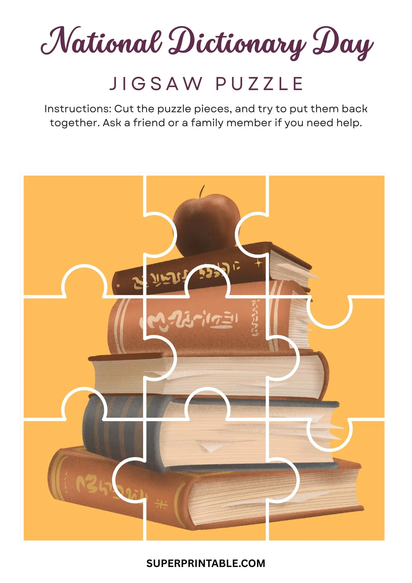 National Dictionary Day Jigsaw Puzzle Activity 2
