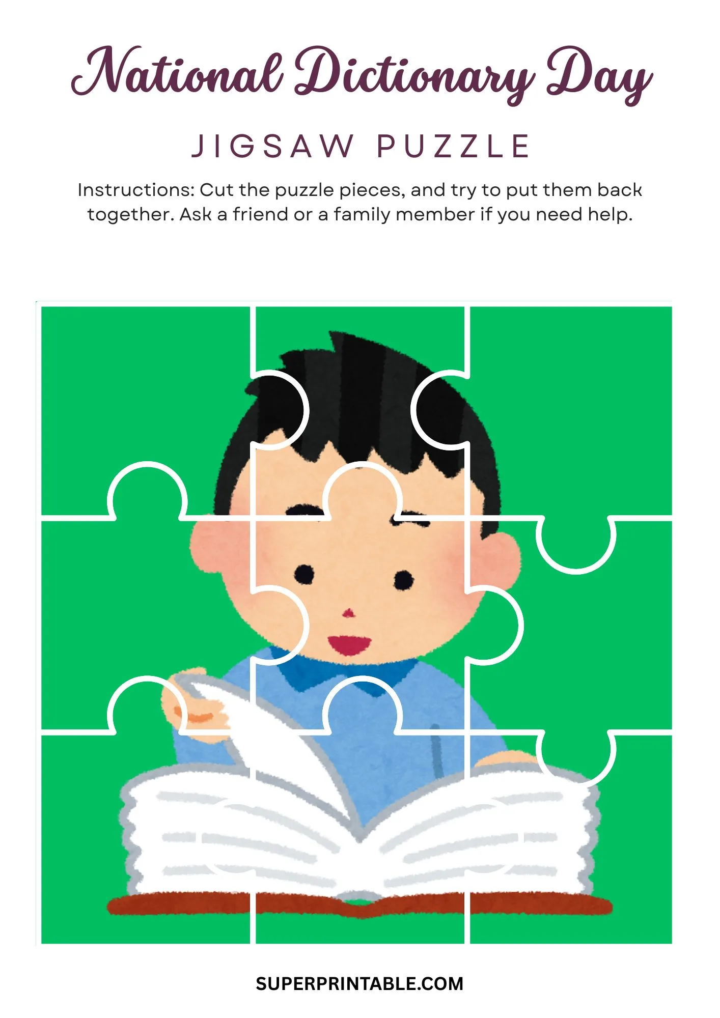 National Dictionary Day Jigsaw Puzzle Activity 3