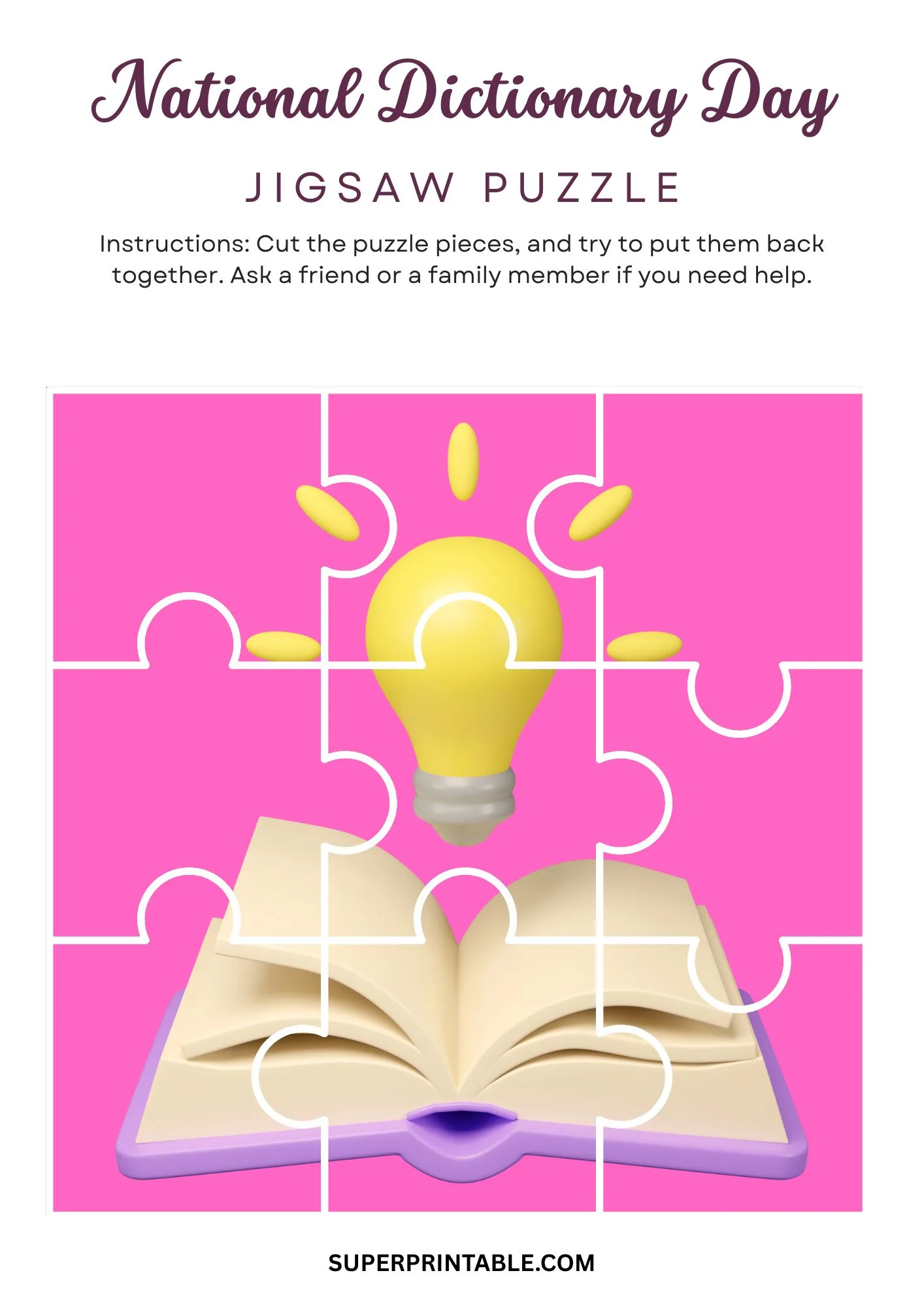 National Dictionary Day Jigsaw Puzzle Activity 4