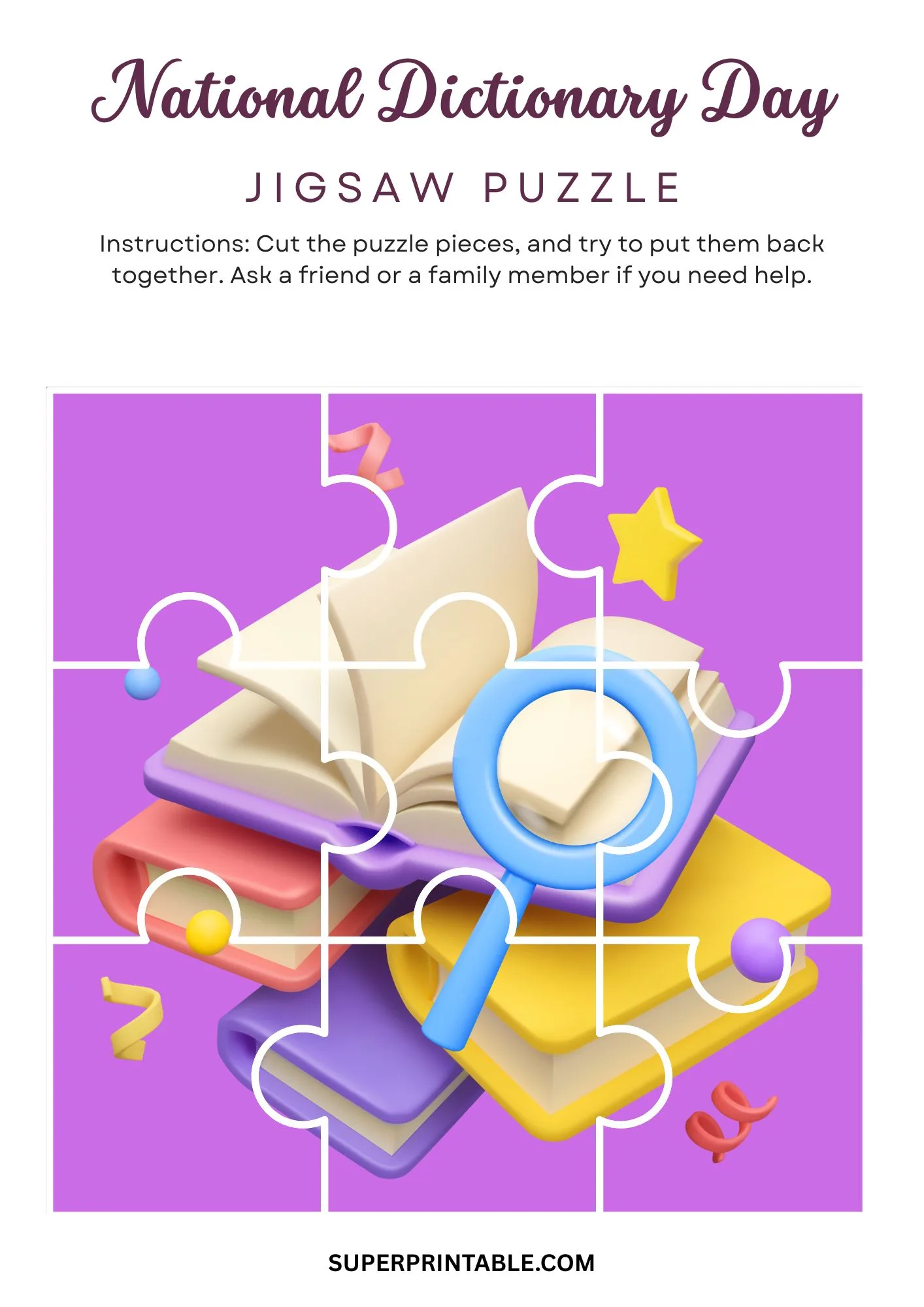 National Dictionary Day Jigsaw Puzzle Activity 5