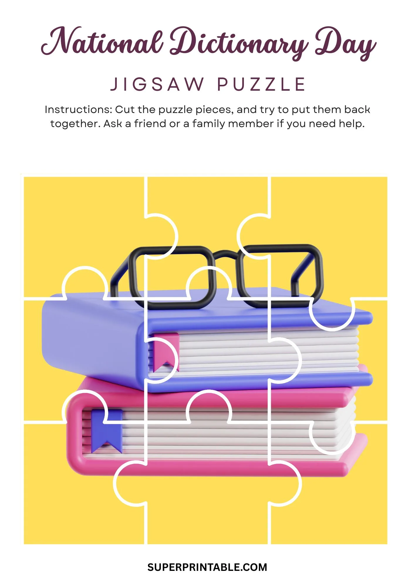 National Dictionary Day Jigsaw Puzzle Activity 7