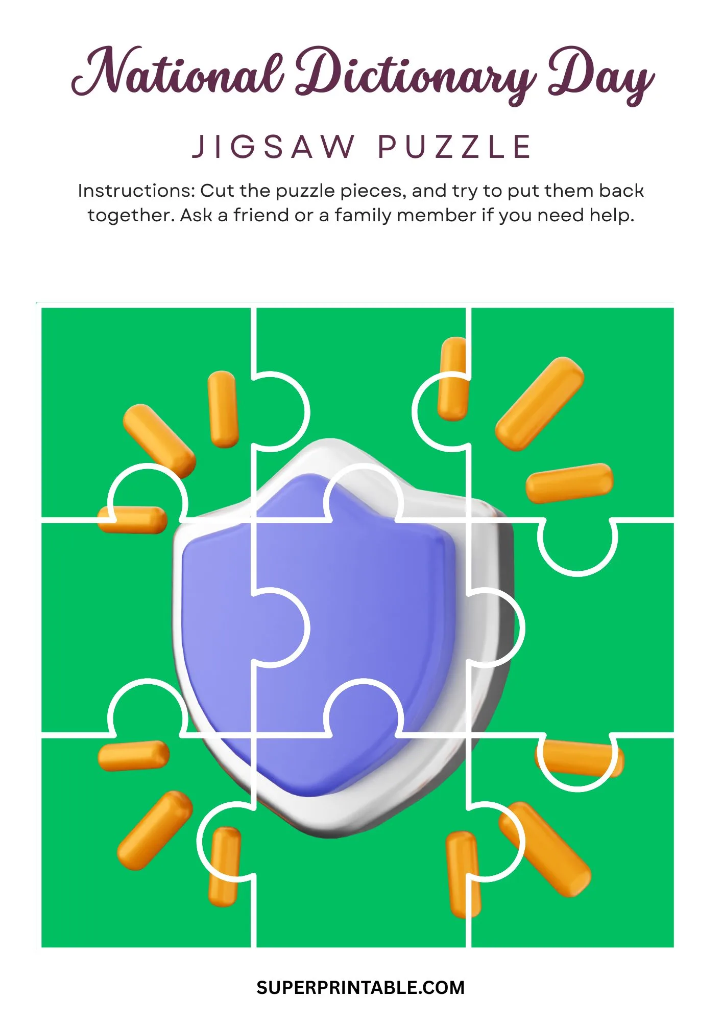 National Dictionary Day Jigsaw Puzzle Activity 8