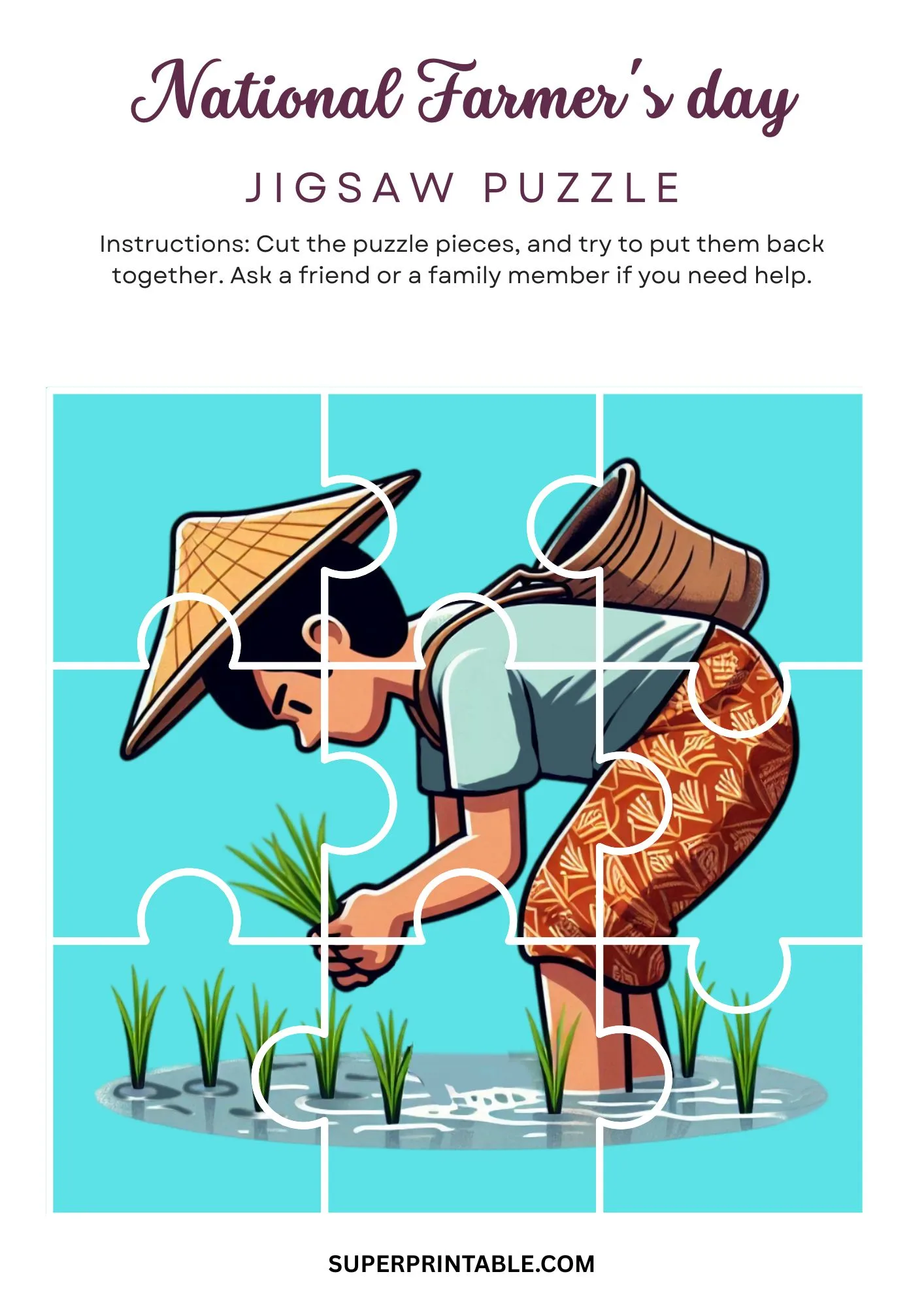 National Farmer's day Jigsaw Puzzle Activity 1