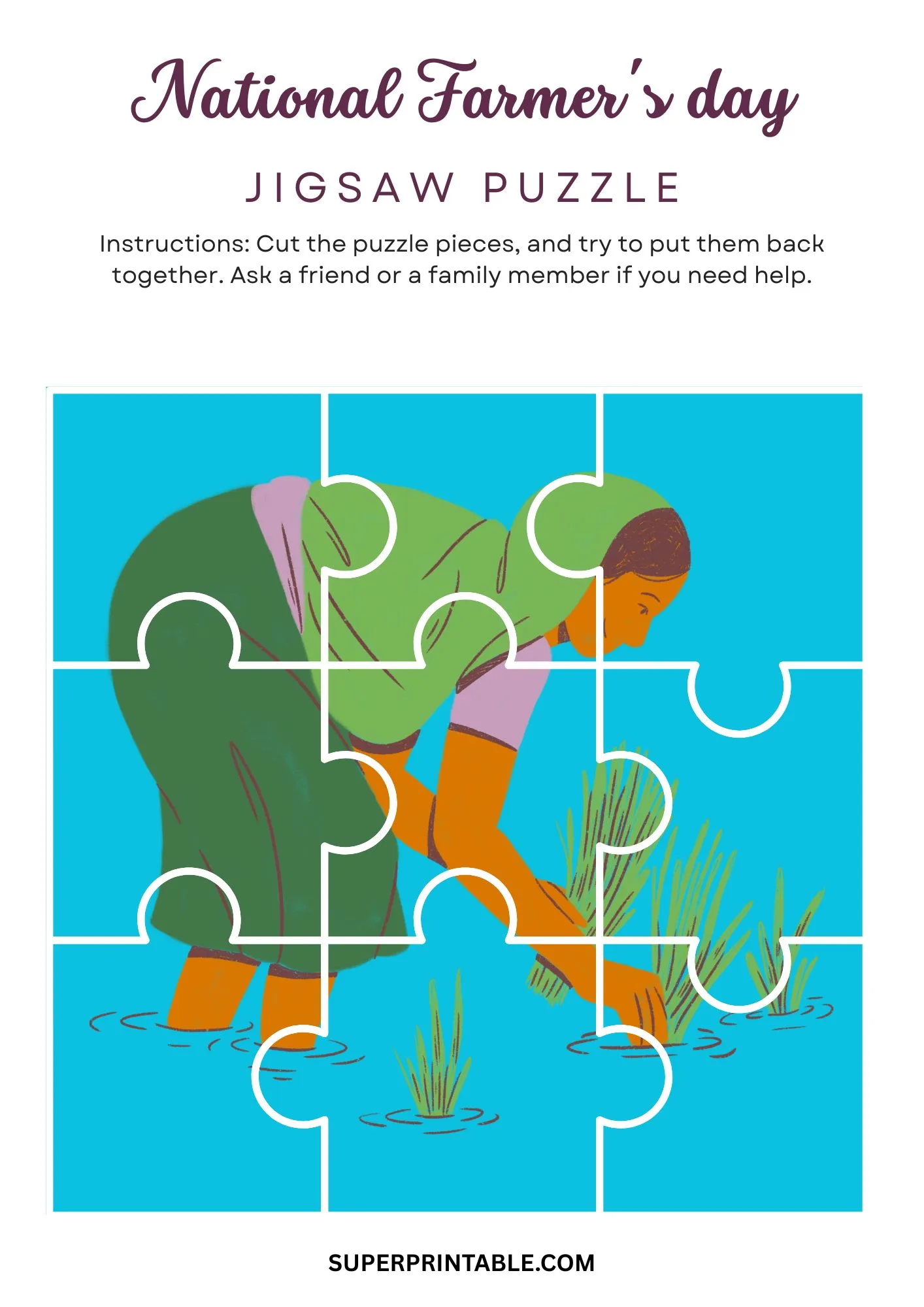 National Farmer's day Jigsaw Puzzle Activity 2