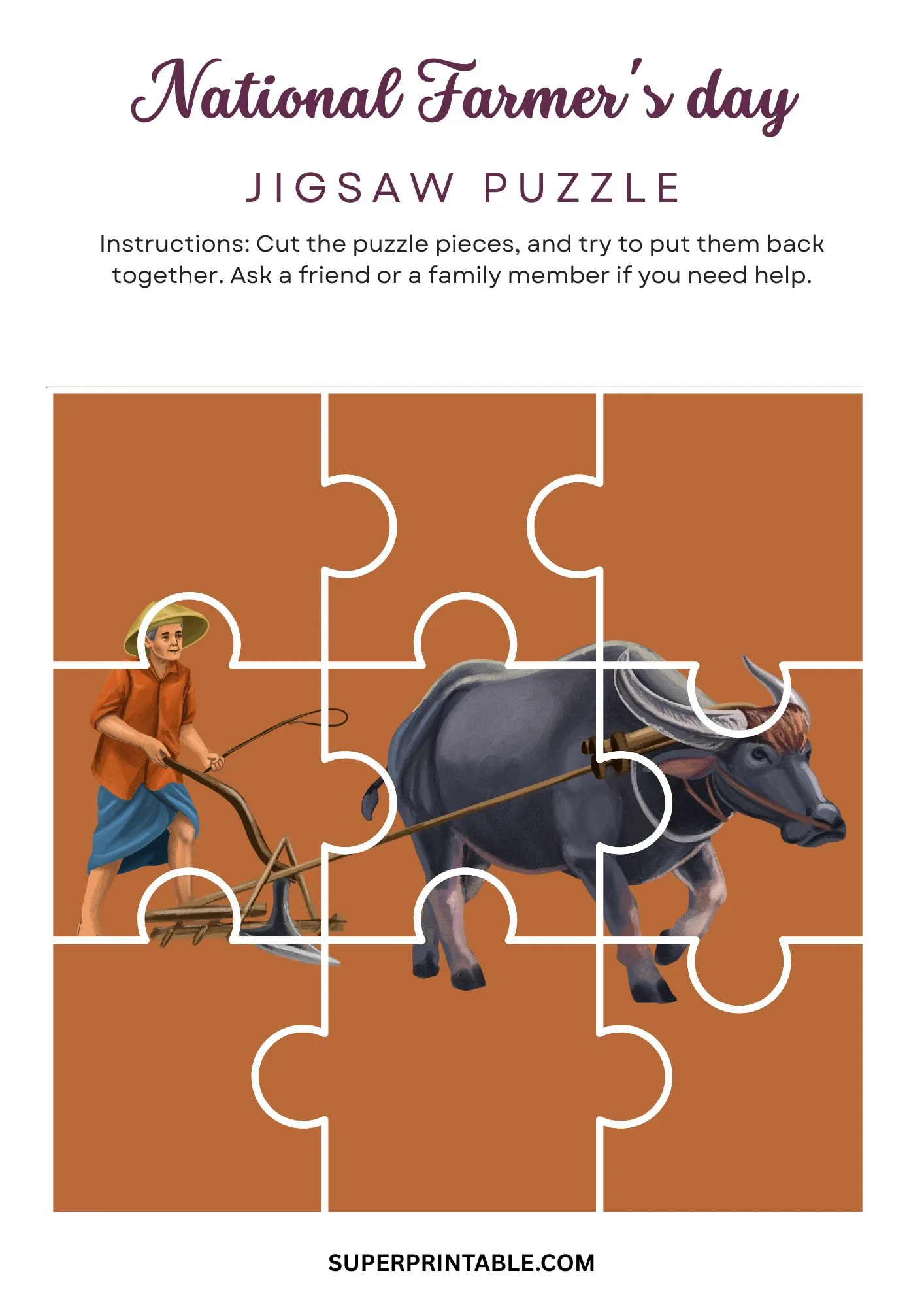 National Farmer's day Jigsaw Puzzle Activity 3