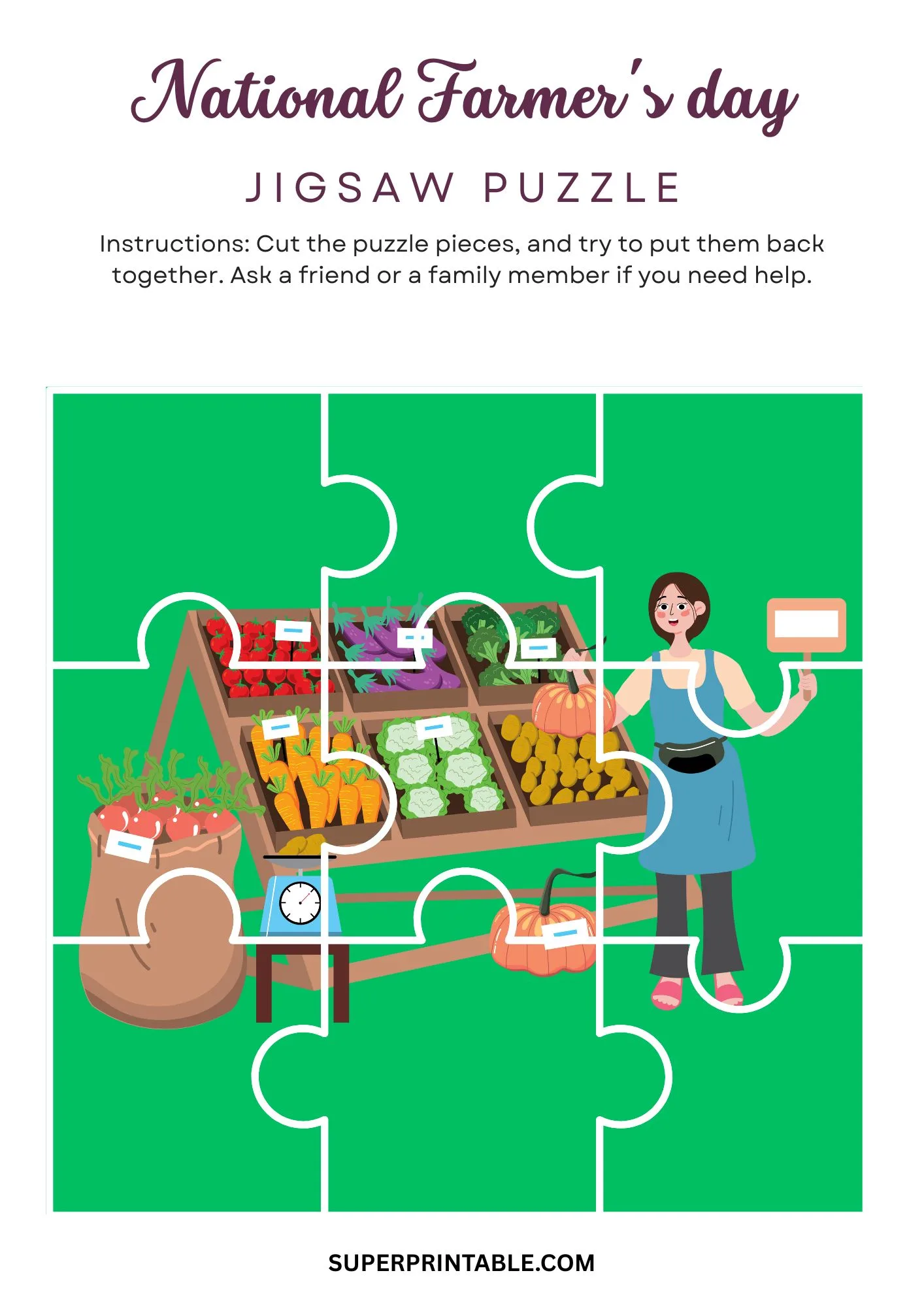 National Farmer's day Jigsaw Puzzle Activity 4