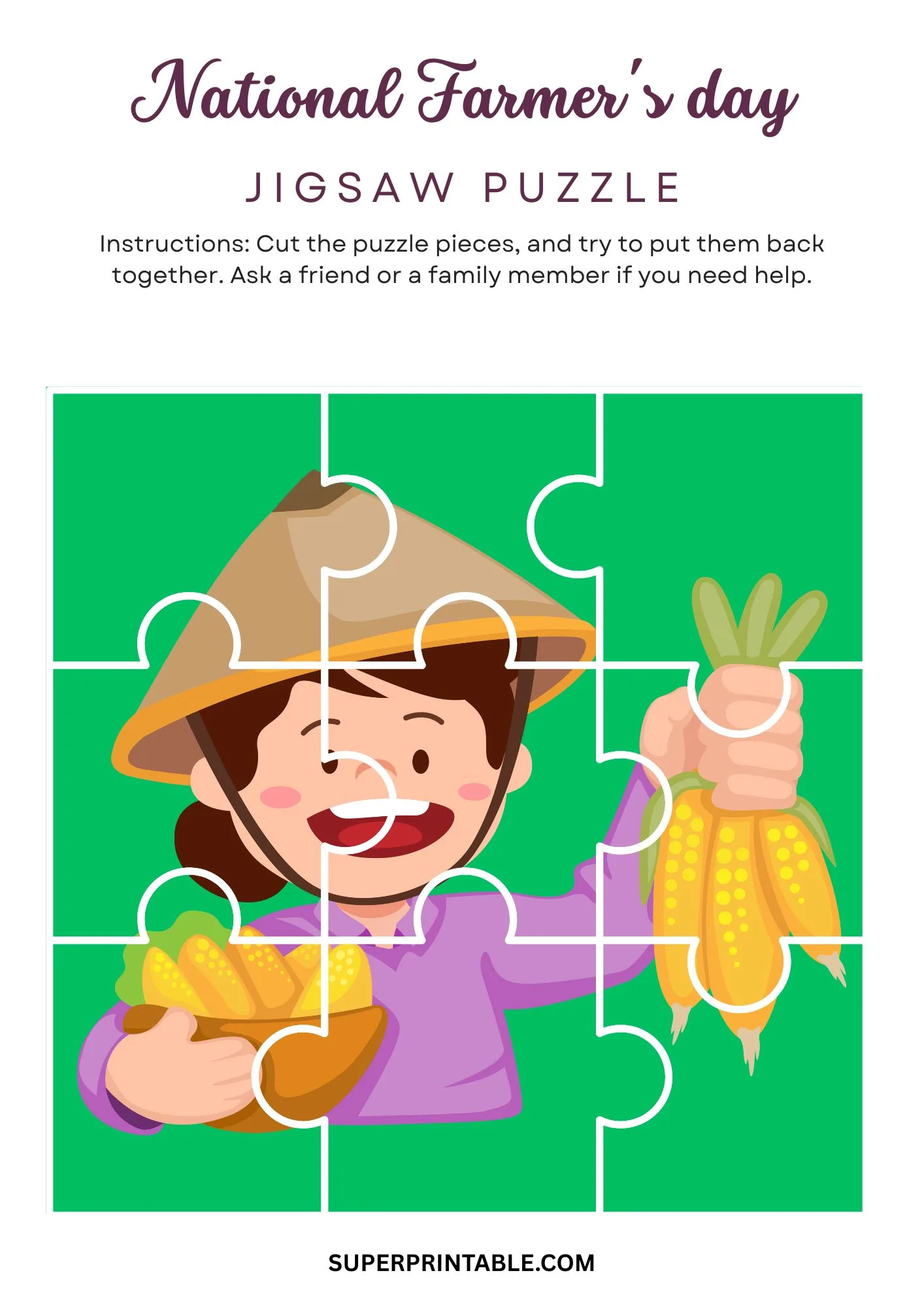 National Farmer's day Jigsaw Puzzle Activity 8