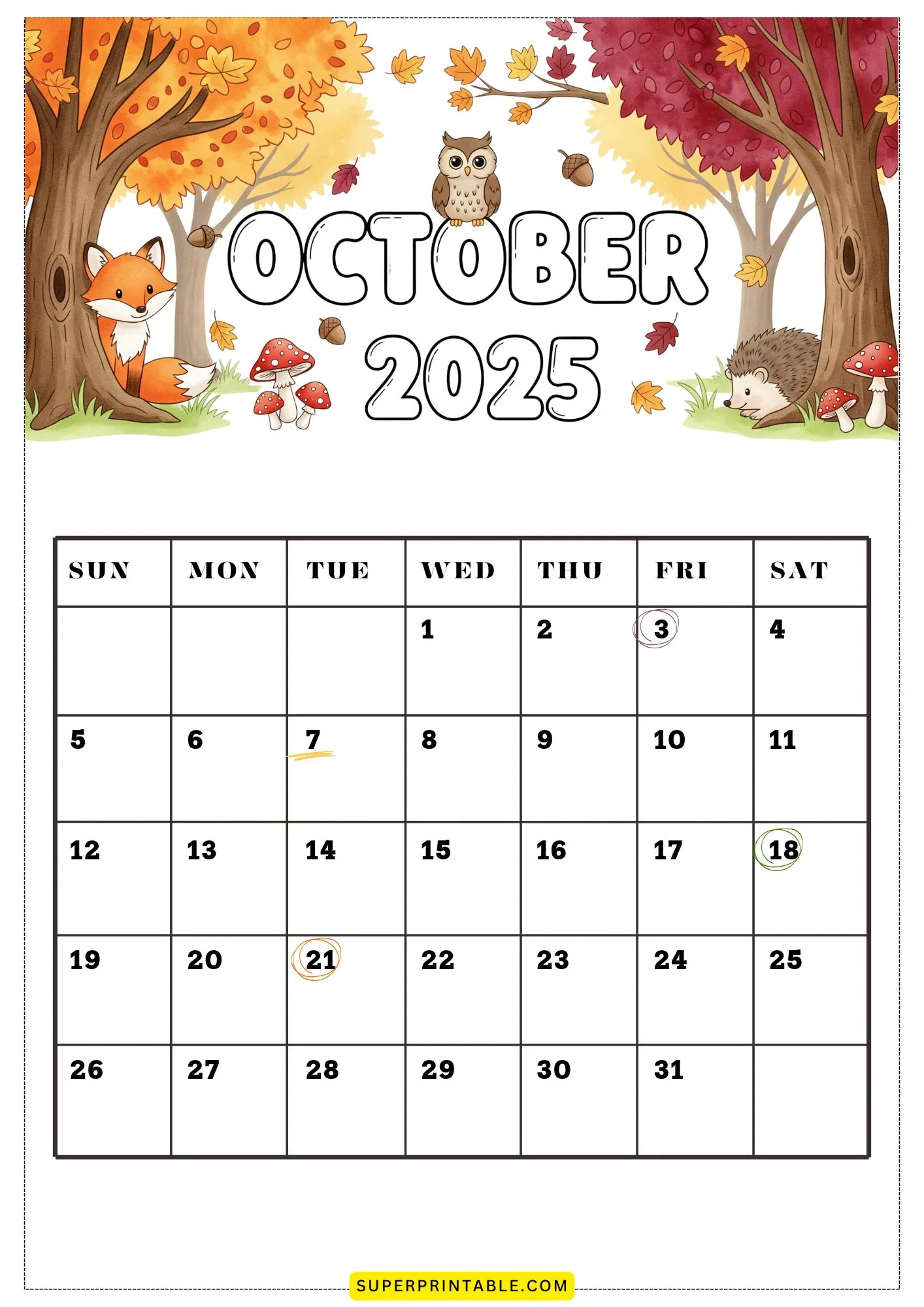 October 2025 Calendar Printable 1