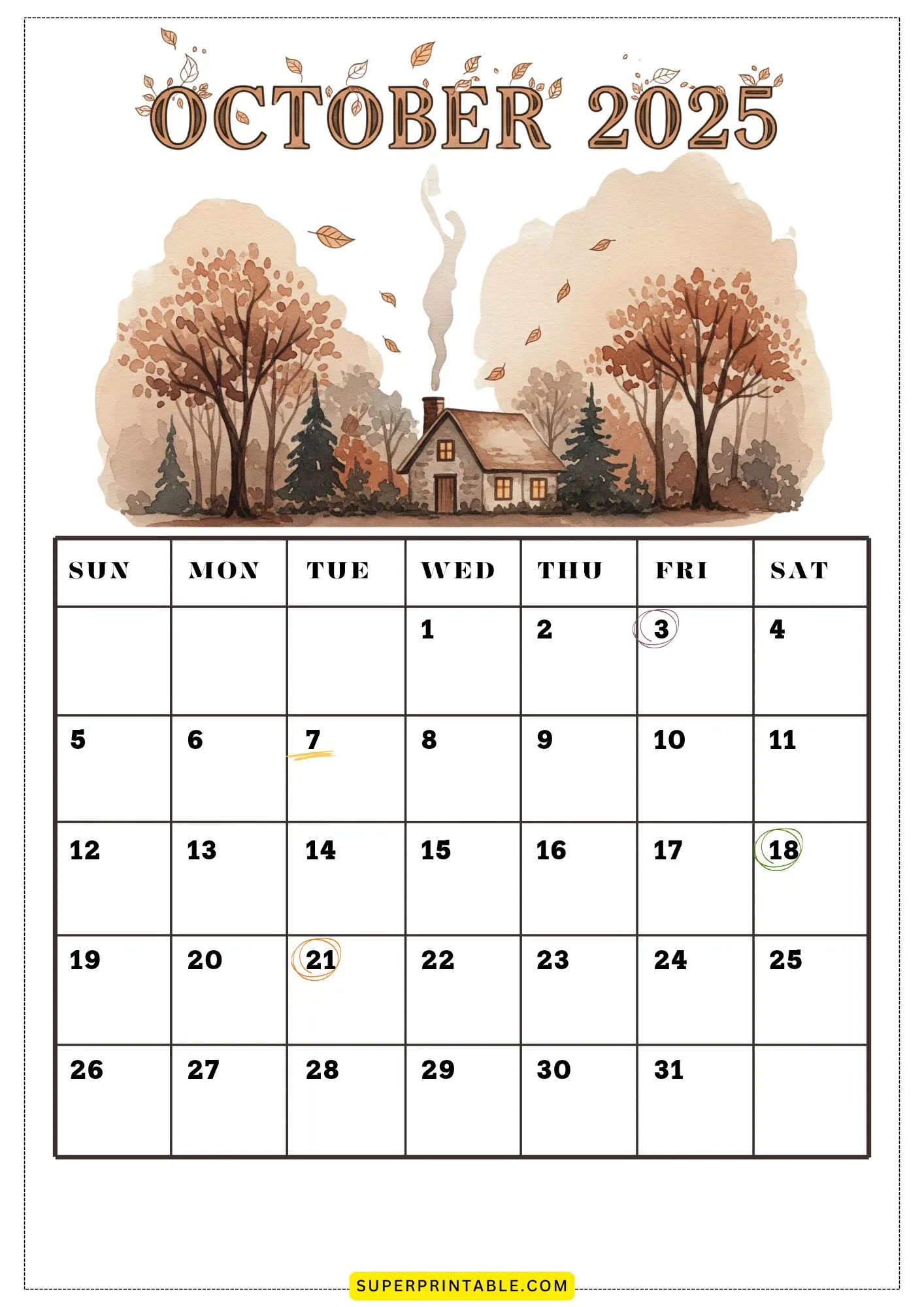 October 2025 Calendar Printable 2