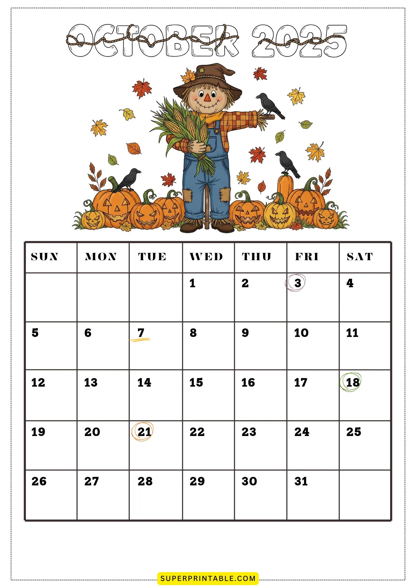 October 2025 Calendar Printable 3