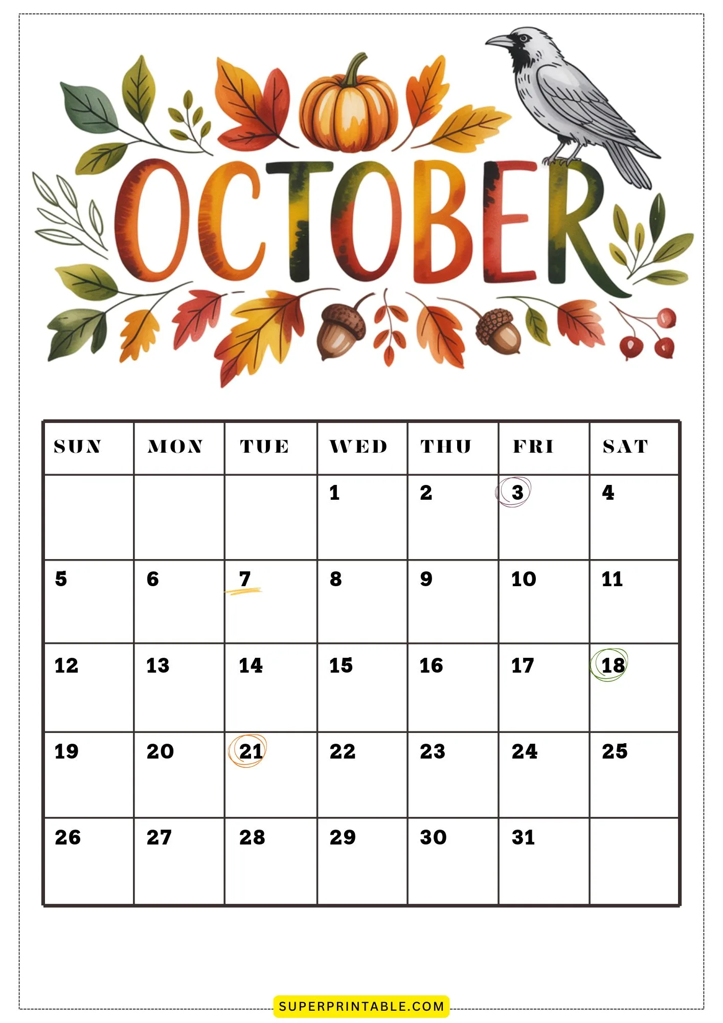October 2025 Calendar Printable 4