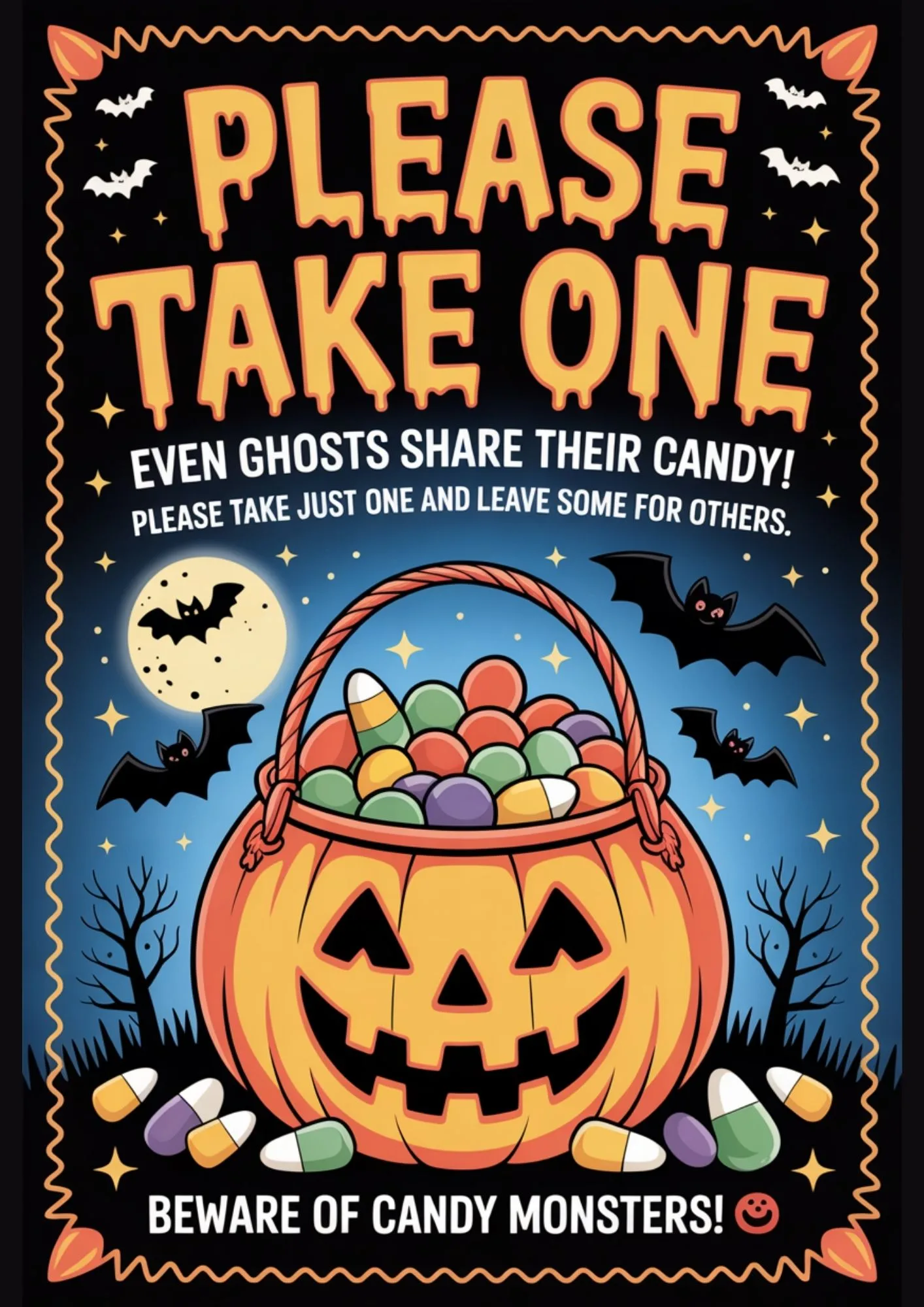 Please Take One Halloween Sign Printable 2
