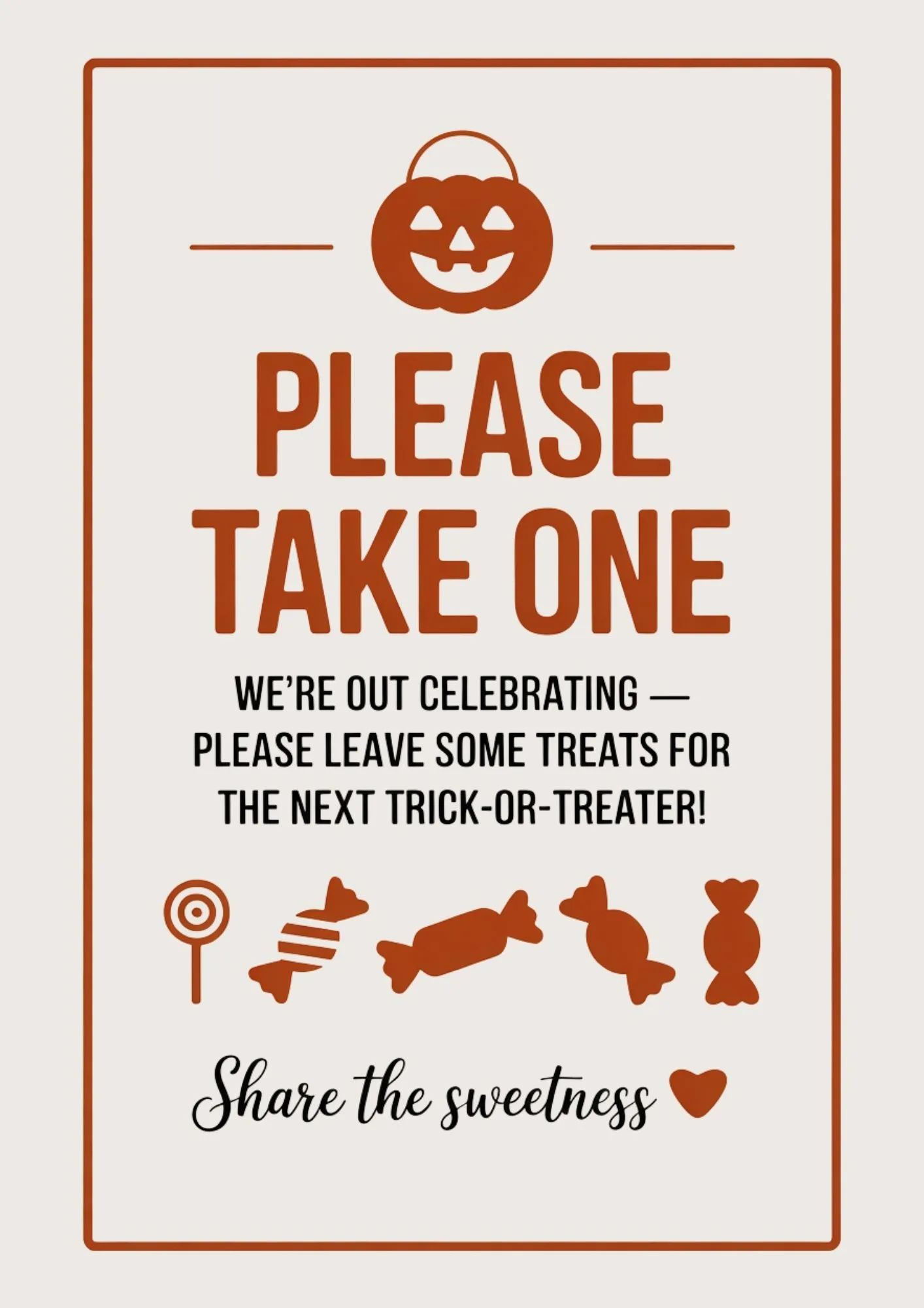 Please Take One Halloween Sign Printable 3