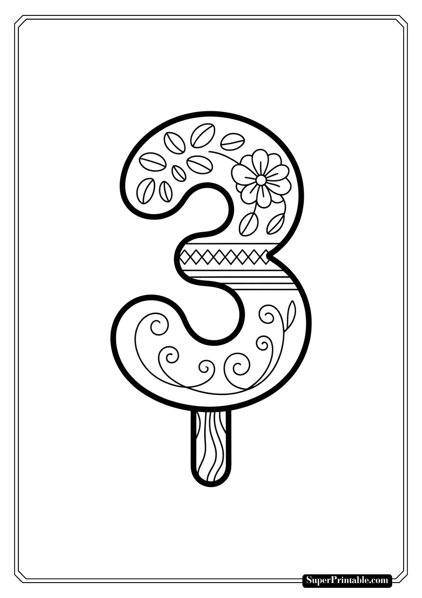 Popsicle Numbers Coloring Pages 4