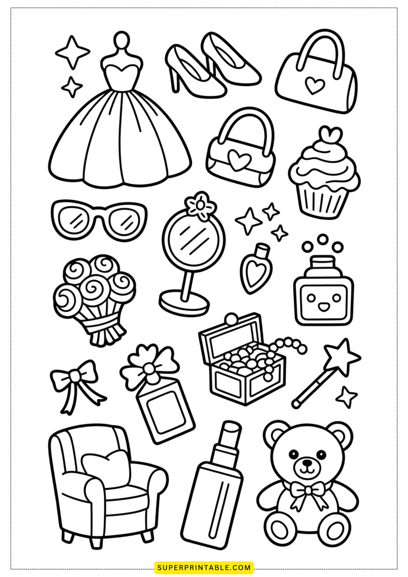 Pretty Princess Sticker Coloring Pages 1