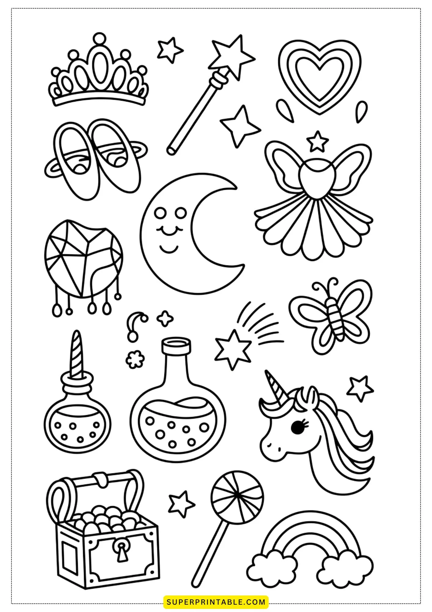 Pretty Princess Sticker Coloring Pages 2