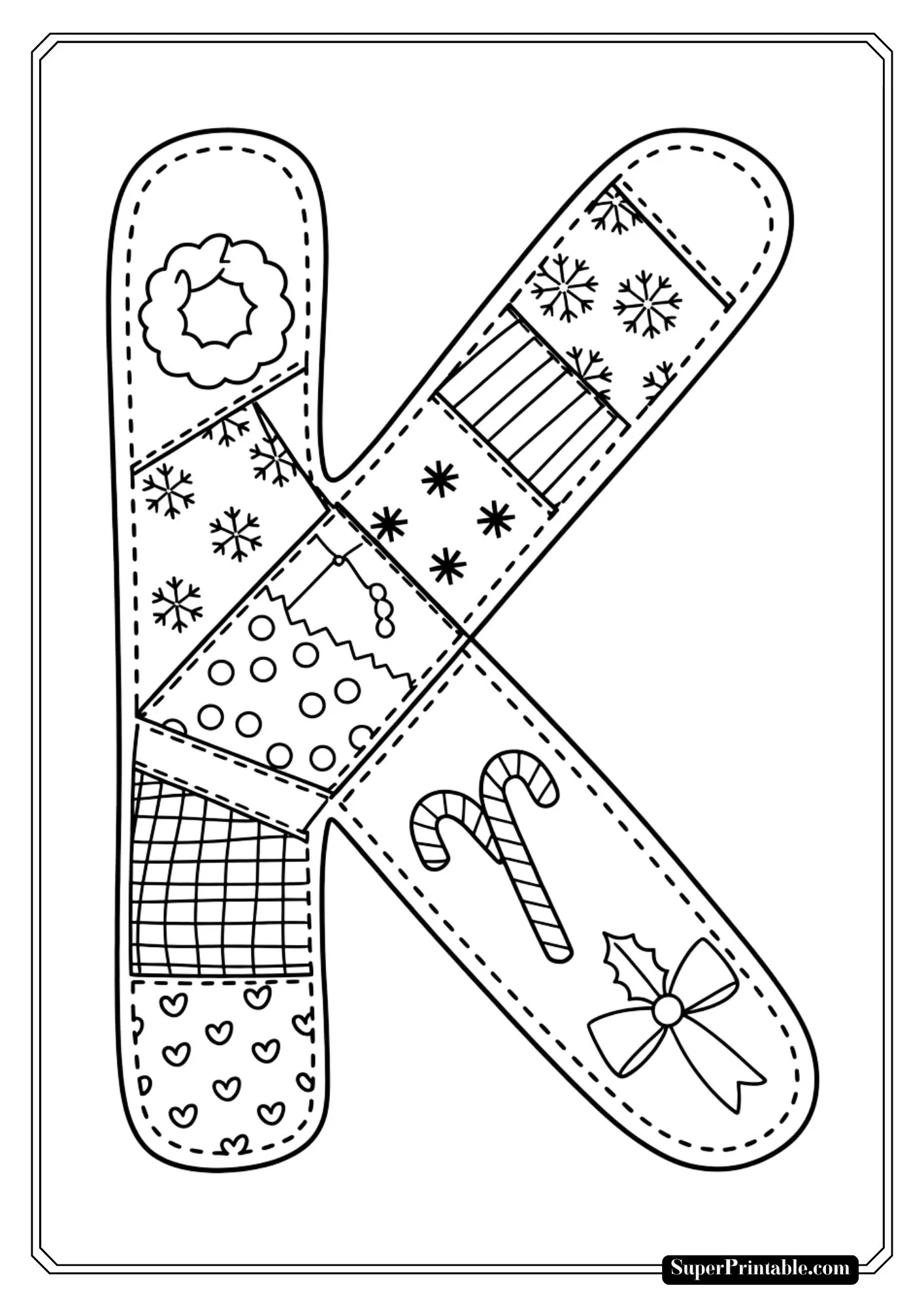 Quilted Christmas Alphabet Coloring Pages 11