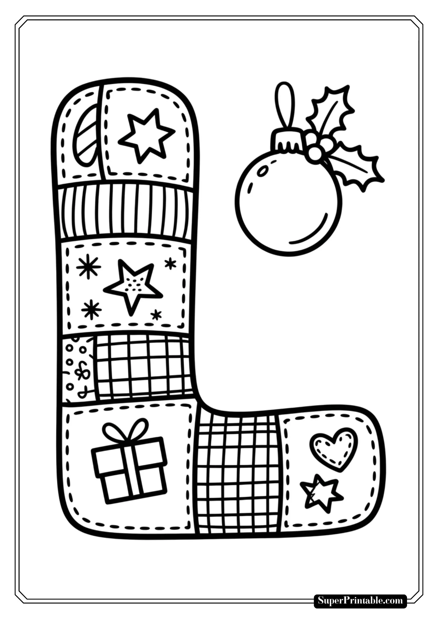 Quilted Christmas Alphabet Coloring Pages 12