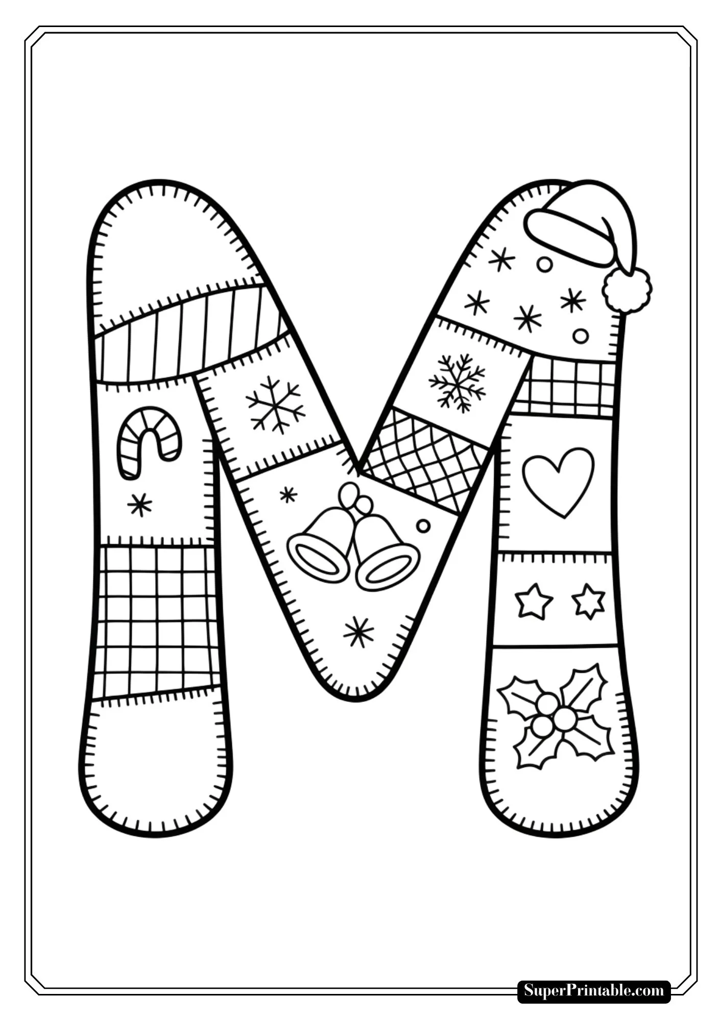 Quilted Christmas Alphabet Coloring Pages 13