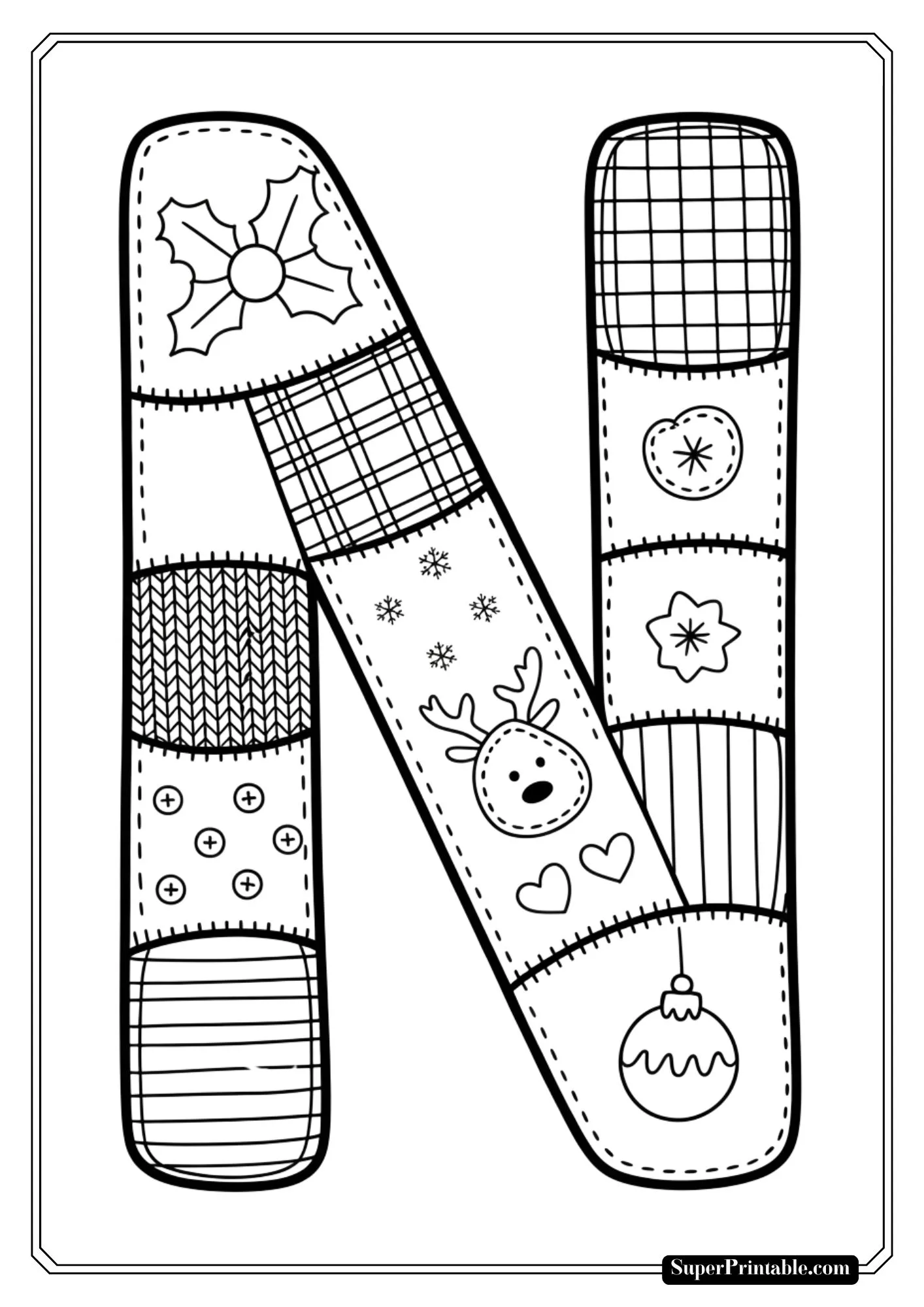 Quilted Christmas Alphabet Coloring Pages 14
