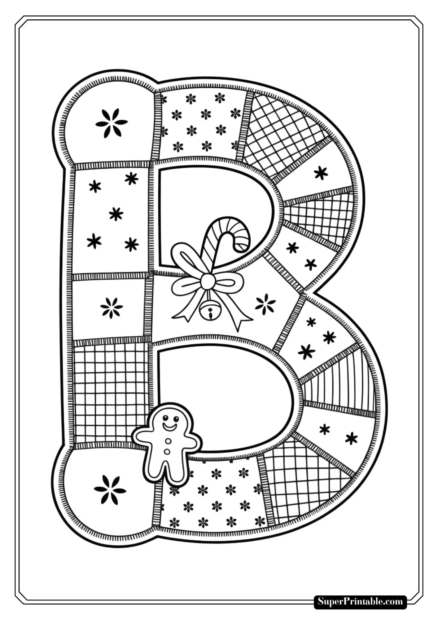 Quilted Christmas Alphabet Coloring Pages 2