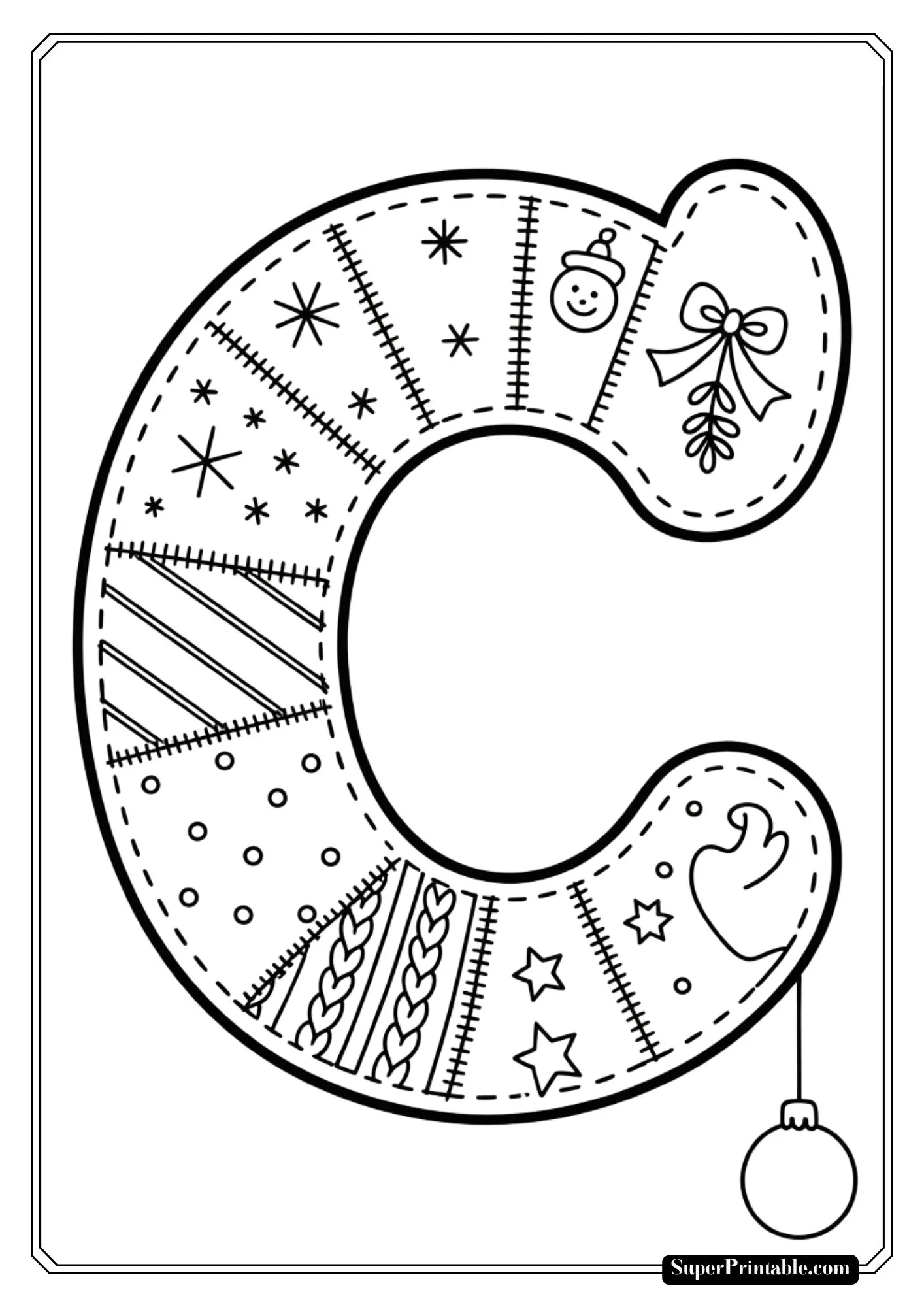 Quilted Christmas Alphabet Coloring Pages 3