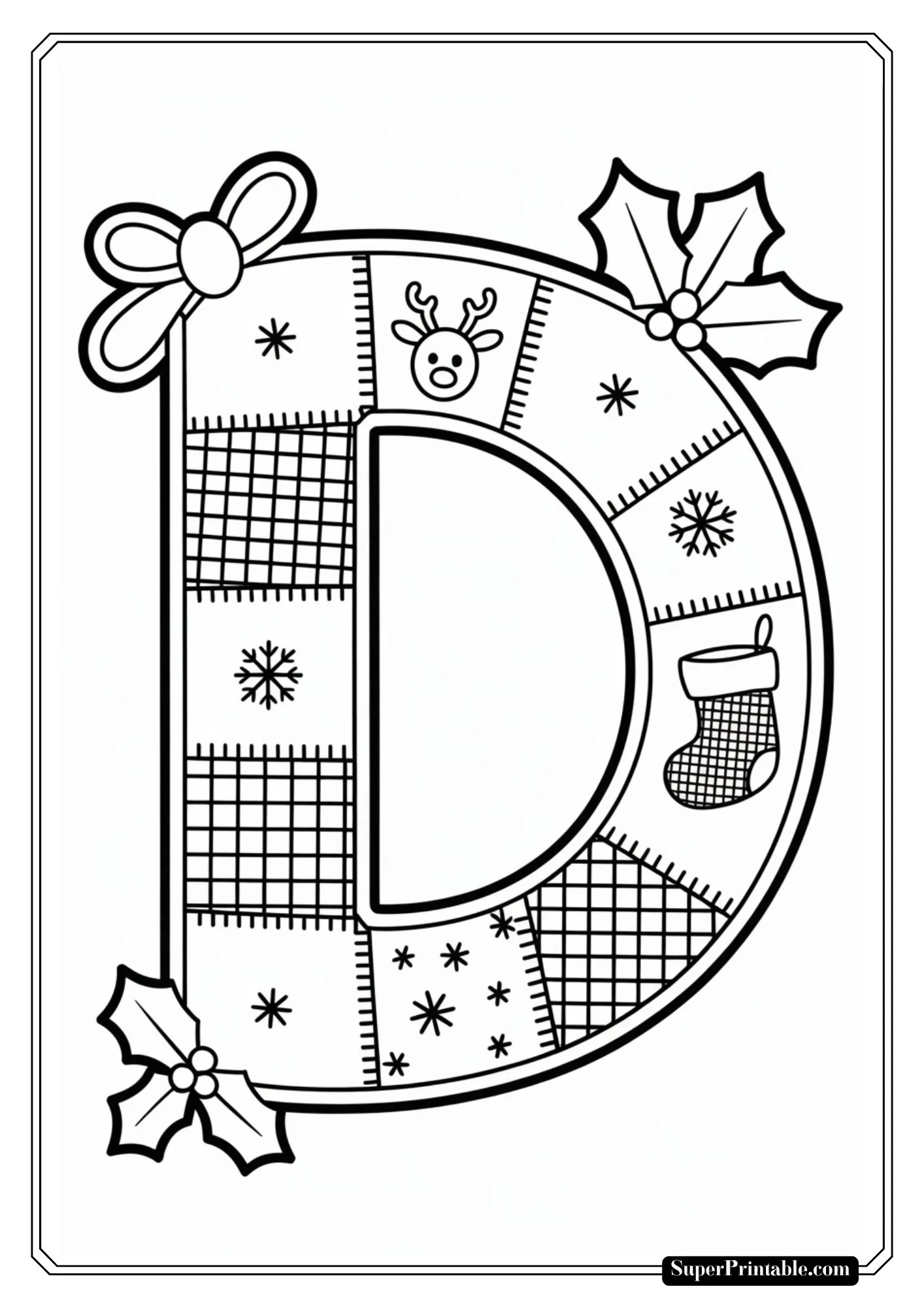 Quilted Christmas Alphabet Coloring Pages 4