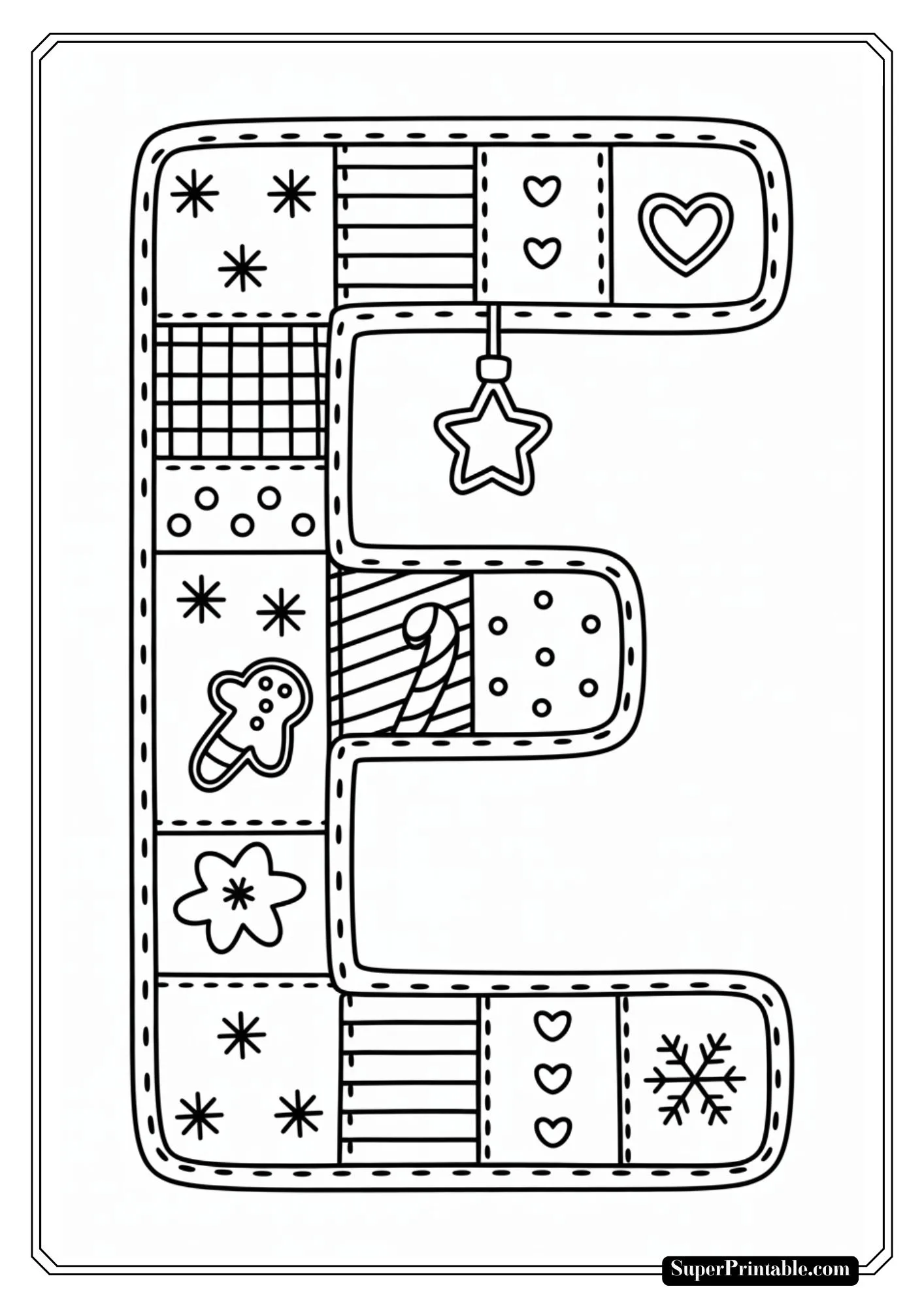 Quilted Christmas Alphabet Coloring Pages 5
