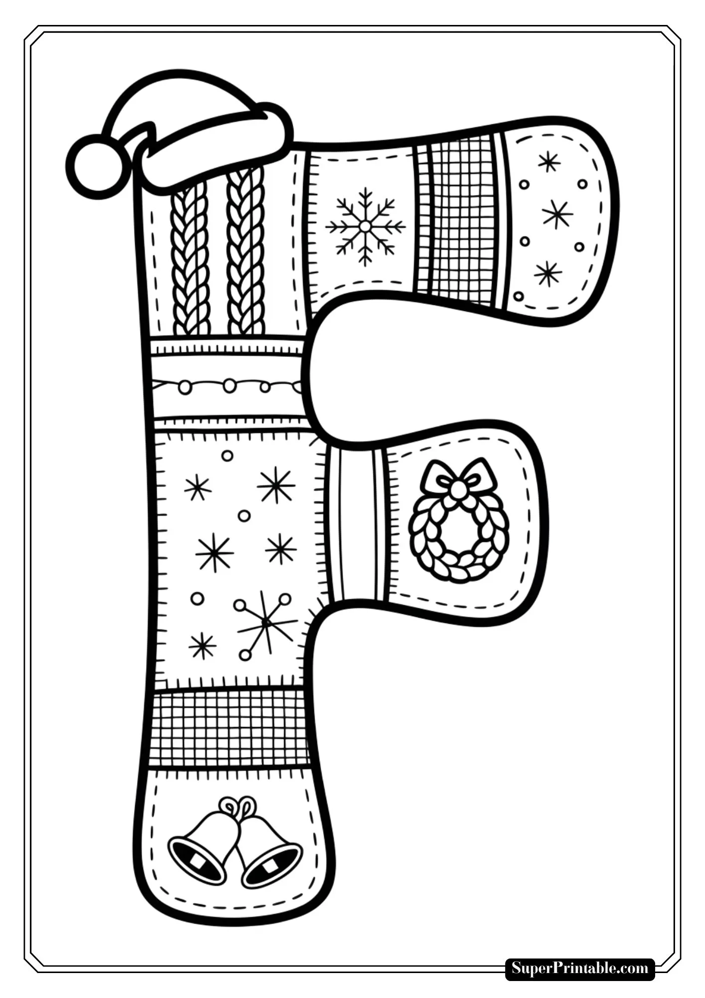 Quilted Christmas Alphabet Coloring Pages 6