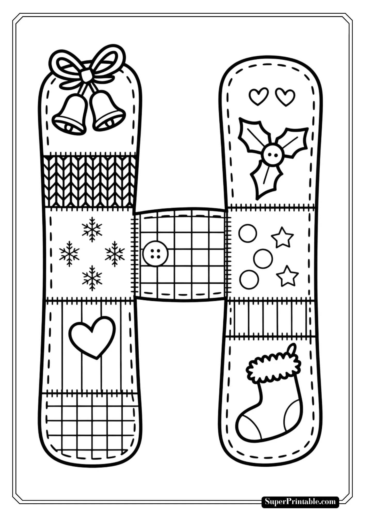 Quilted Christmas Alphabet Coloring Pages 8