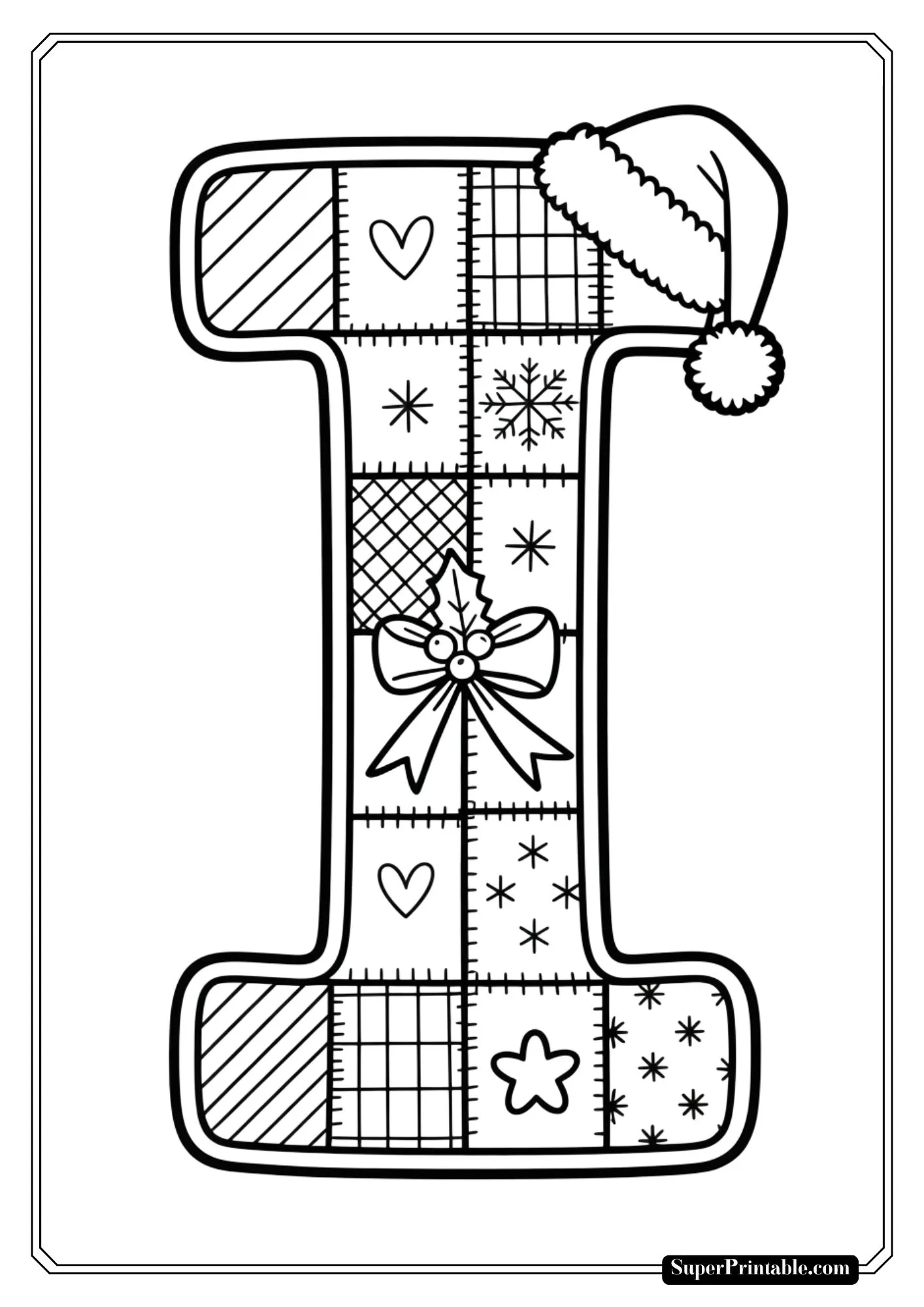 Quilted Christmas Alphabet Coloring Pages 9