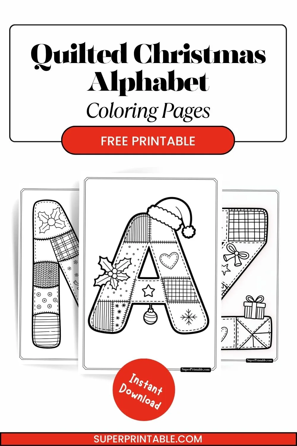 Quilted Christmas Alphabet Coloring Pages Pinterest Image