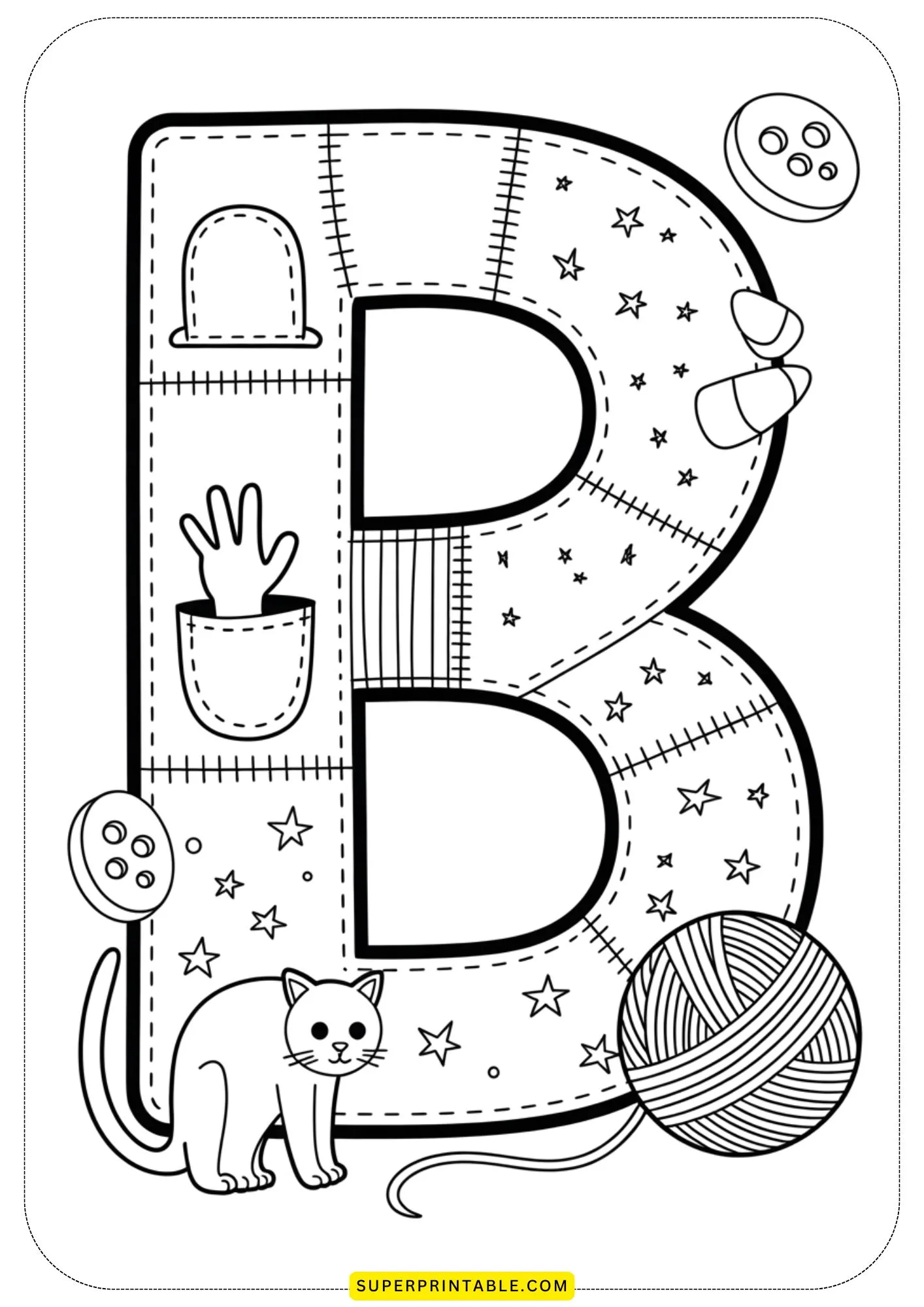 Quilted Halloween Alphabet Coloring Pages for Kids 2